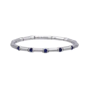 18K White Gold 5 Stone .50ct Sapphire Bangle Bracelet