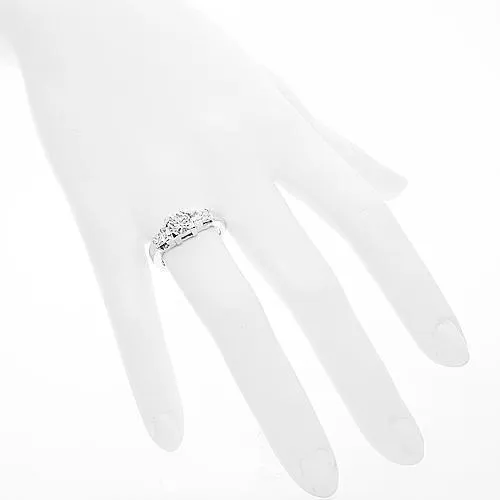 18K White Solid Gold Diamond Engagement Ring 1.30 Ctw