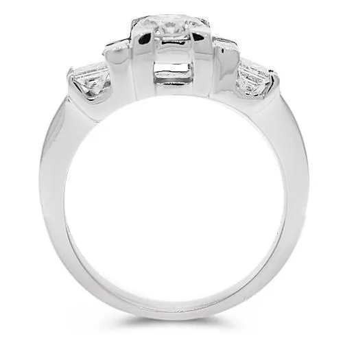 18K White Solid Gold Diamond Engagement Ring 1.30 Ctw