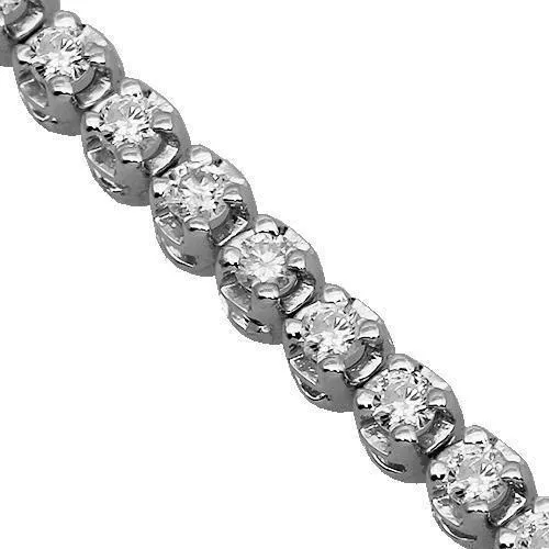 18K White Solid Gold Womens Diamond Tennis Bracelet 1.71 Ctw