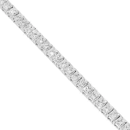 18K White Solid Gold Womens Diamond Tennis Bracelet 6.78 Ctw