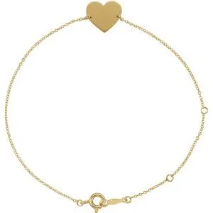 18K Yellow Gold-Plated Sterling Silver Heart 7-8" Bracelet