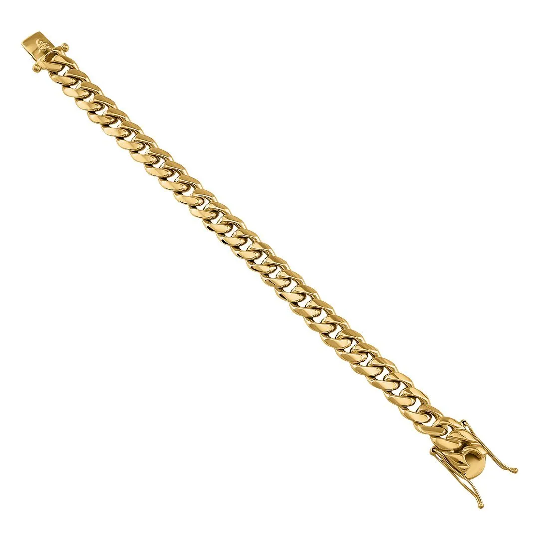 18K Yellow Solid Gold Miami Cuban Link Bracelet 11 mm