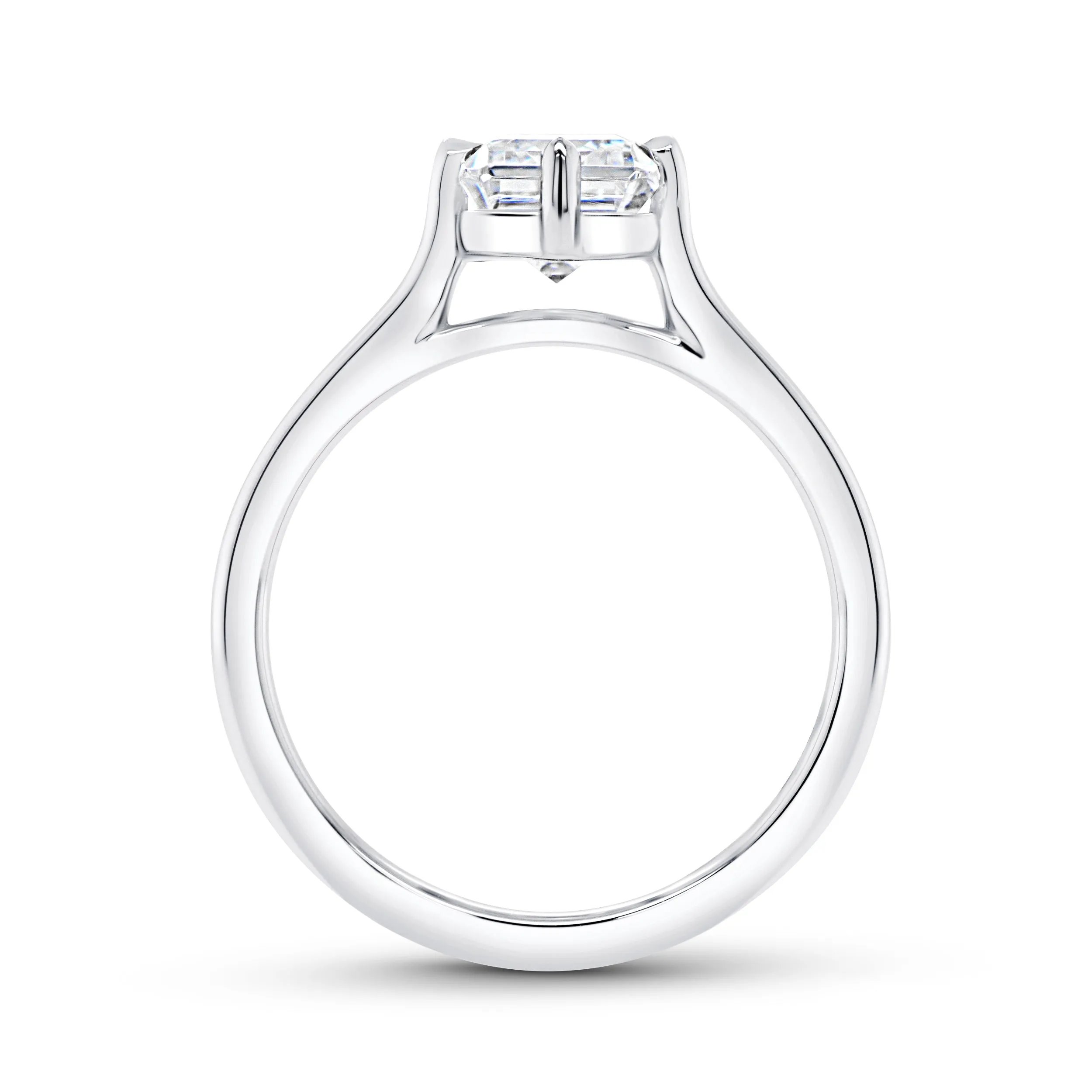 18KT white gold cathedral solitaire engagement ring, round c...