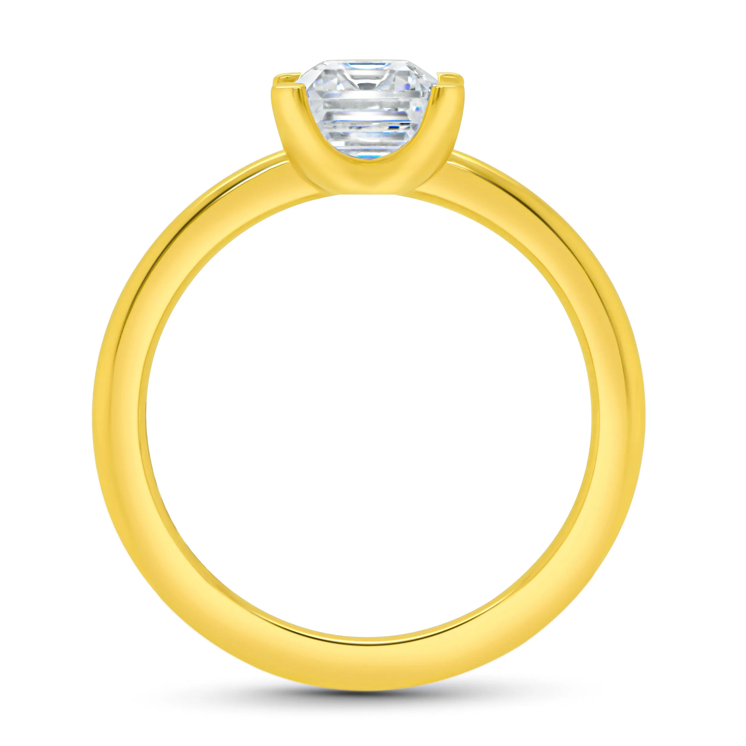 18KT Yellow Gold Emerald Cut Solitaire Engagement Ring
