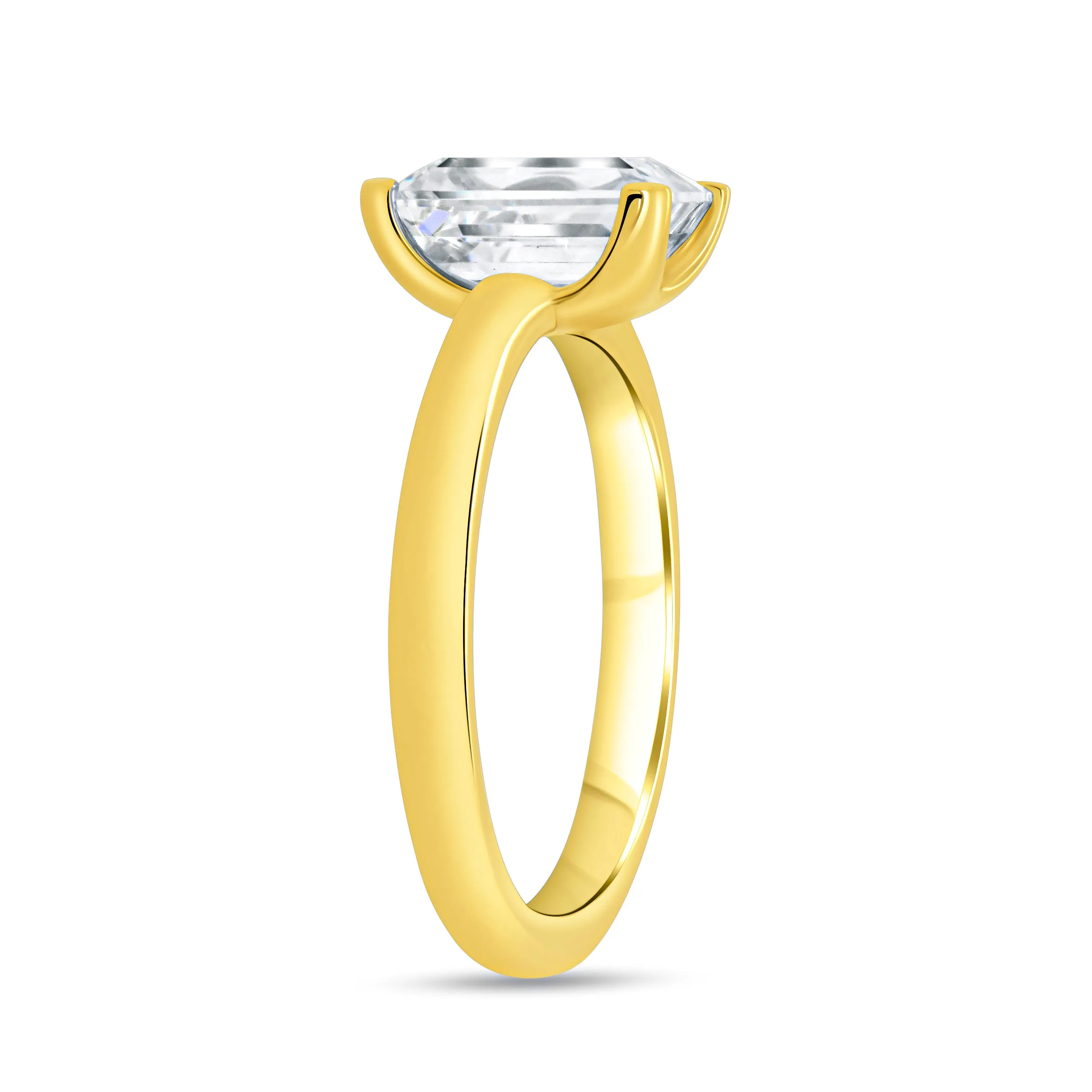 18KT Yellow Gold Emerald Cut Solitaire Engagement Ring
