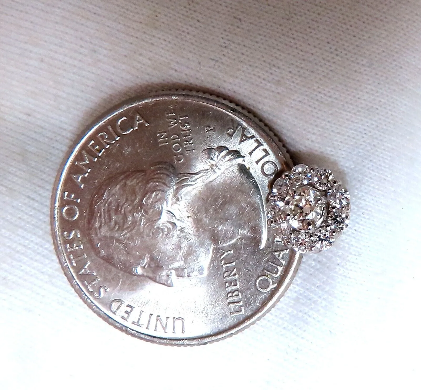 1ct. natural round diamond cluster earrings 14 karat