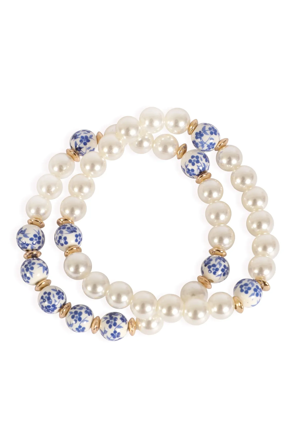 2 PCS FLOWER BEAD PEARL BRACELET