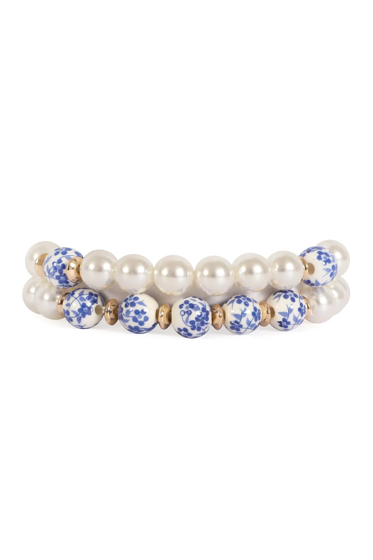 2 PCS FLOWER BEAD PEARL BRACELET