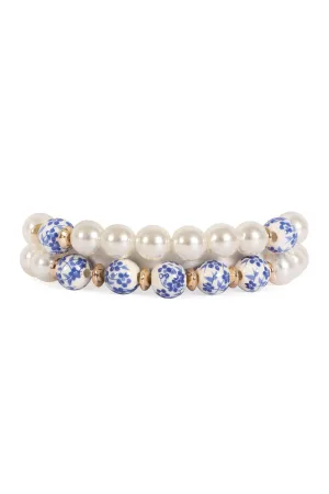 2 PCS FLOWER BEAD PEARL BRACELET