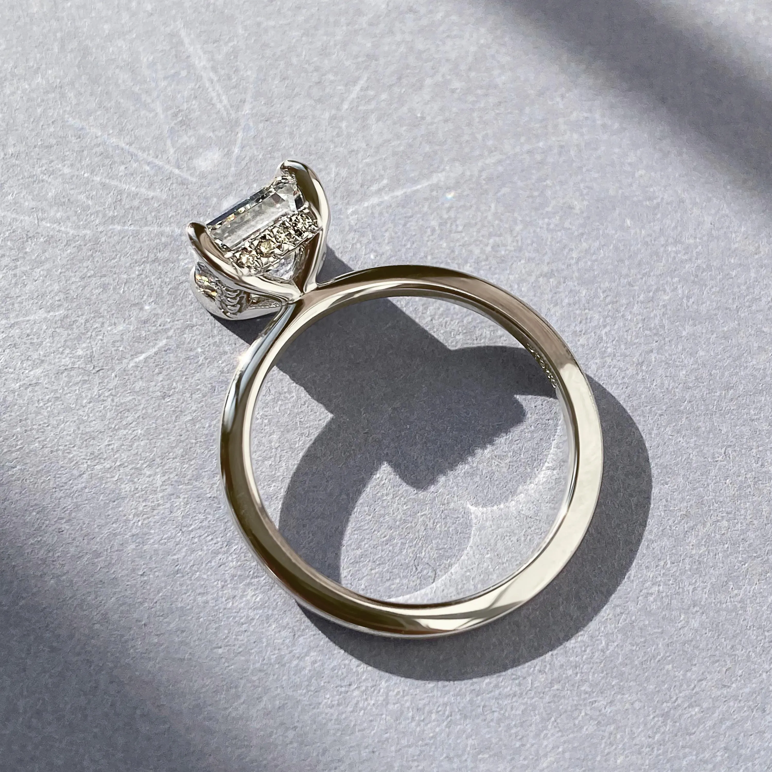 2.15 CT Cushion Hidden Halo Moissanite Engagement Ring