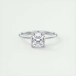 2.15 CT Cushion Hidden Halo Moissanite Engagement Ring