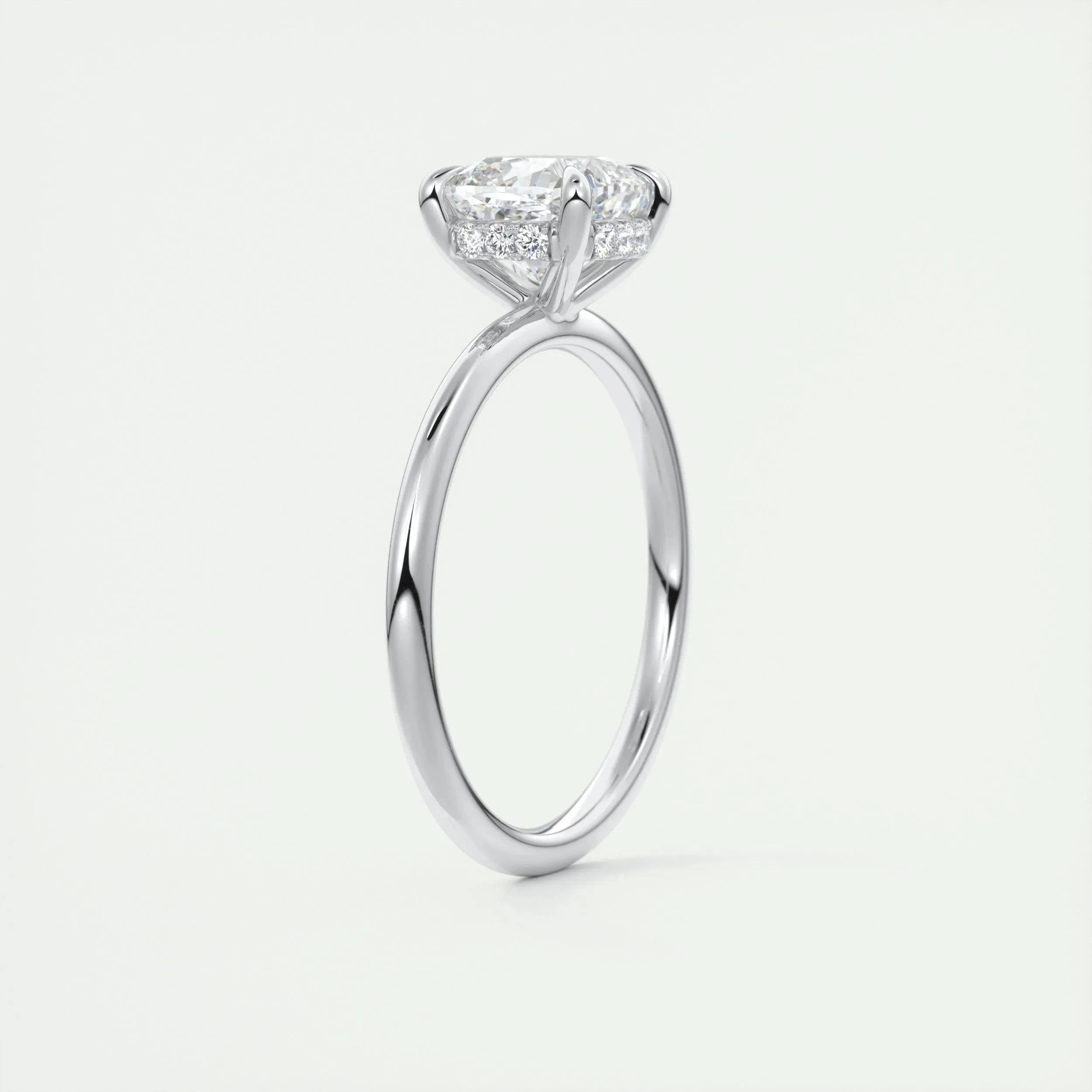 2.15 CT Cushion Hidden Halo Moissanite Engagement Ring