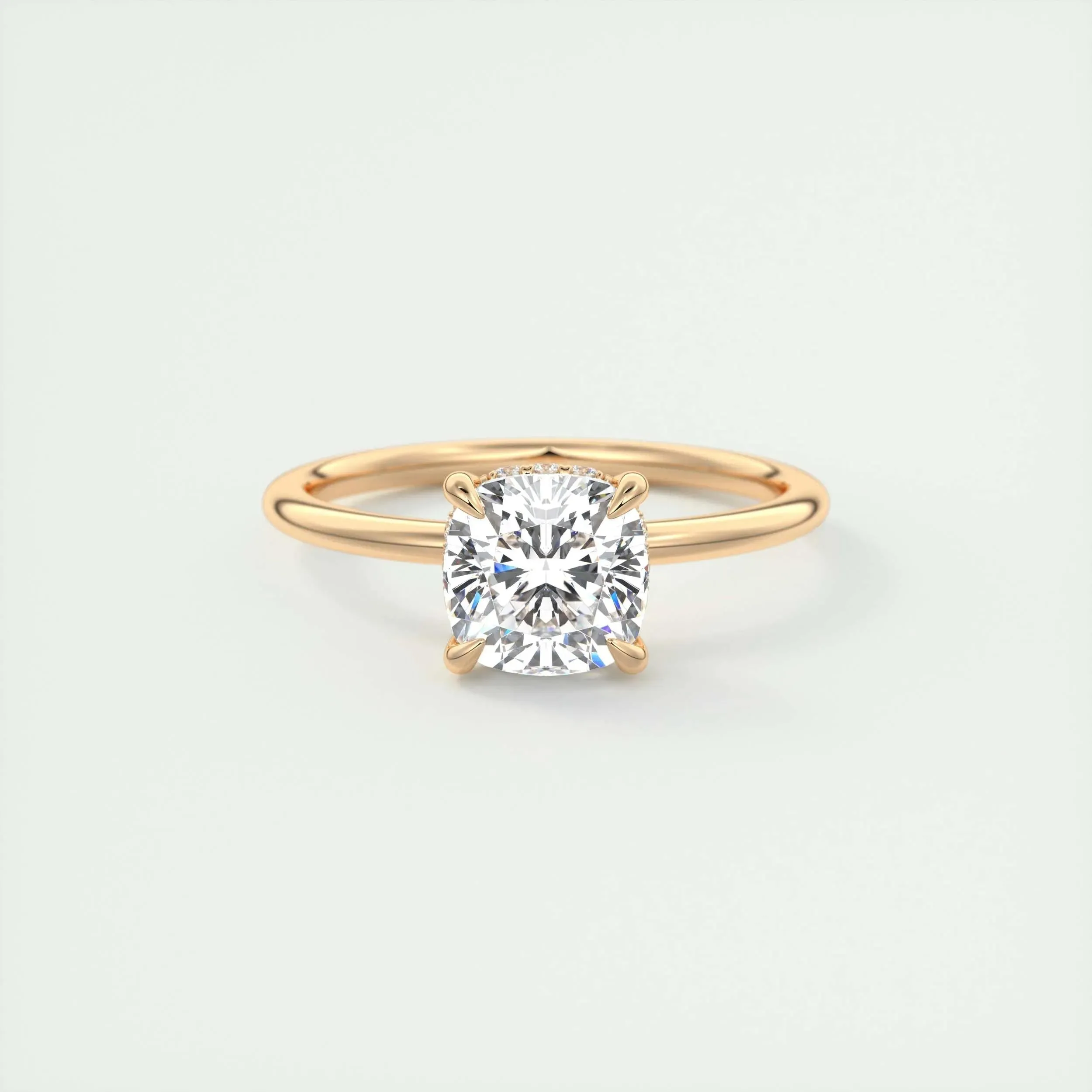 2.15 CT Cushion Hidden Halo Moissanite Engagement Ring