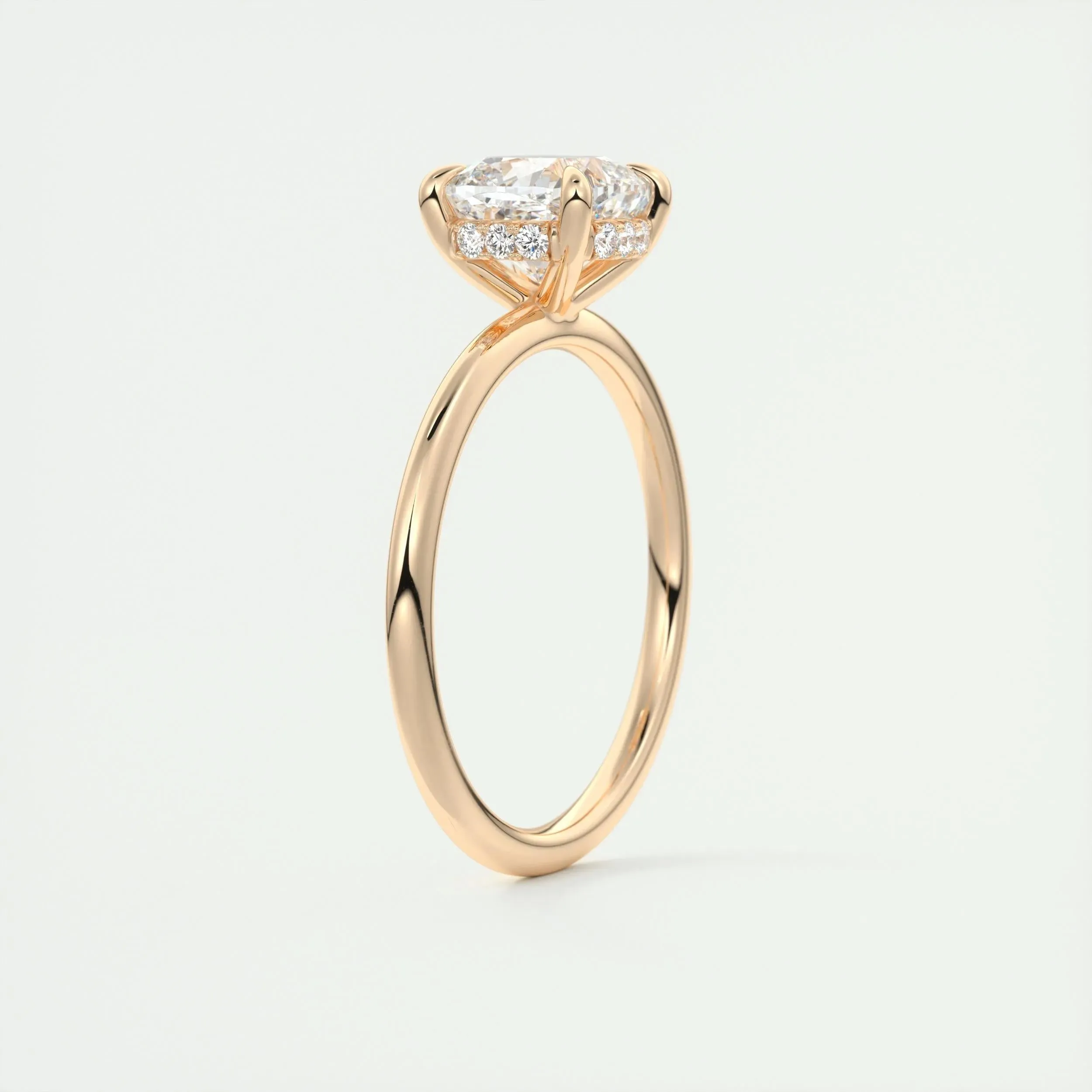 2.15 CT Cushion Hidden Halo Moissanite Engagement Ring