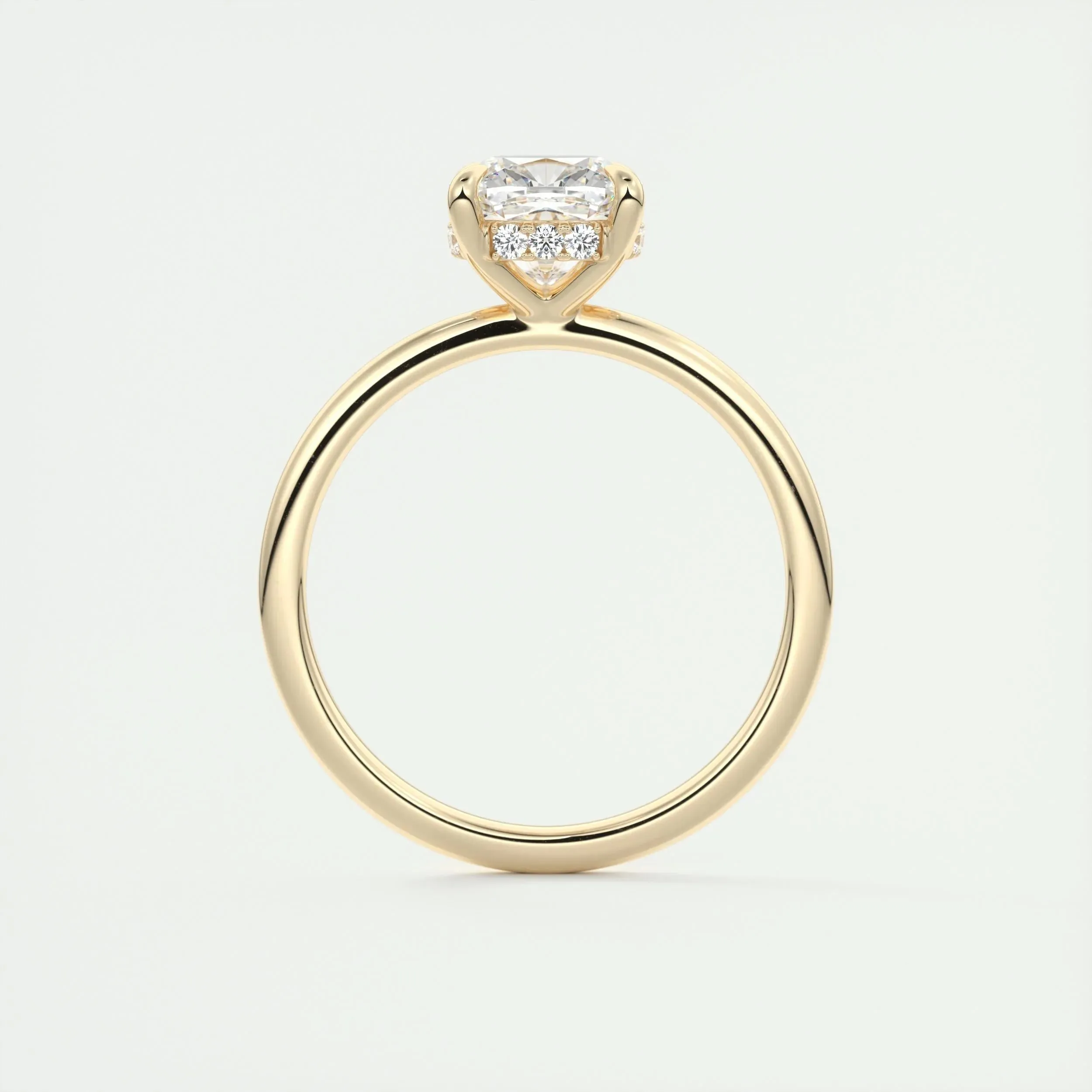 2.15 CT Cushion Hidden Halo Moissanite Engagement Ring