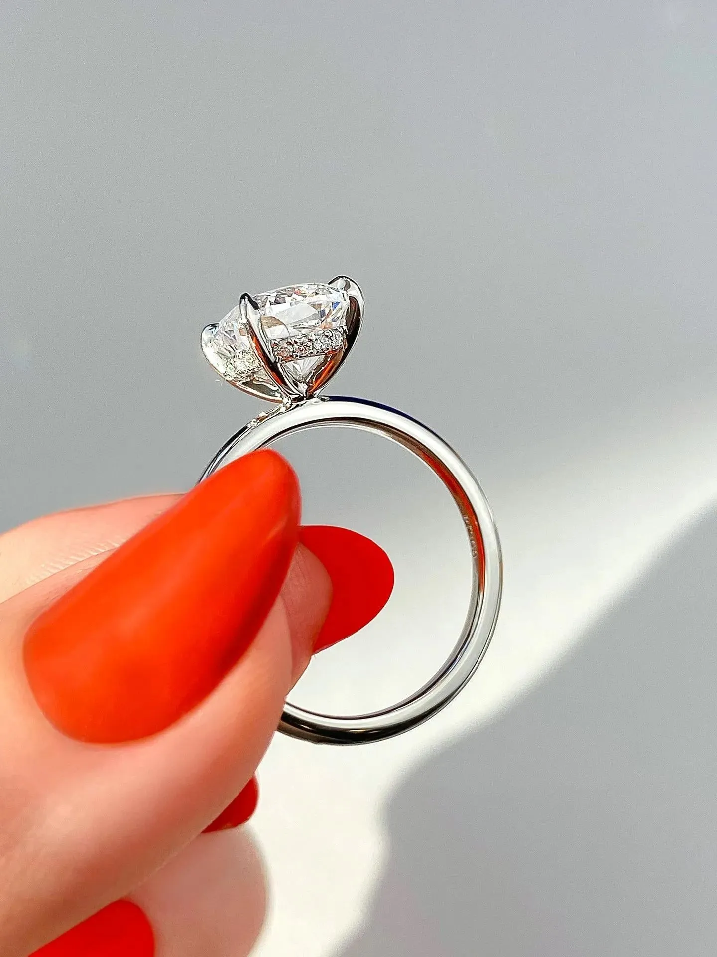 2.15 CT Cushion Hidden Halo Moissanite Engagement Ring
