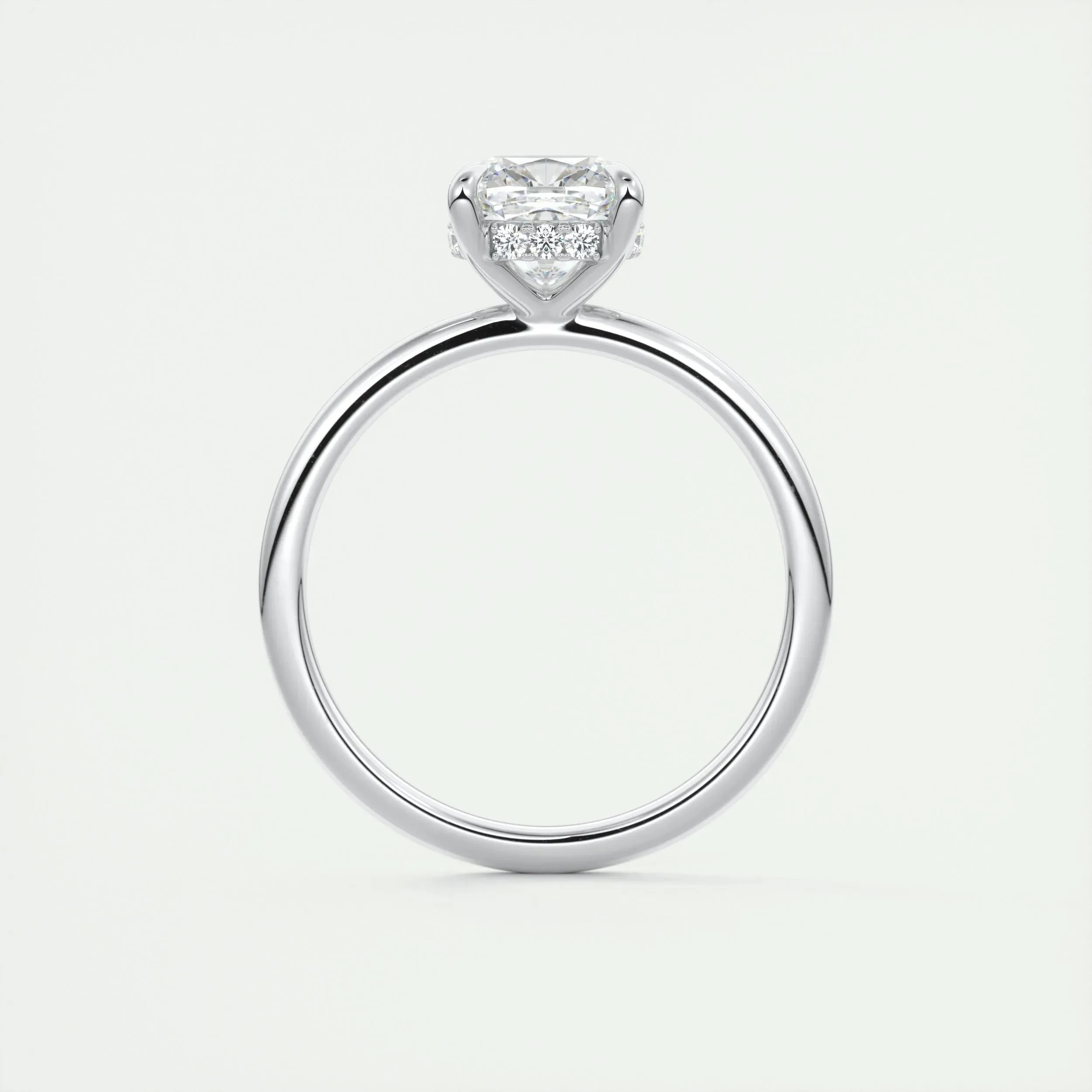 2.15 CT Cushion Hidden Halo Moissanite Engagement Ring