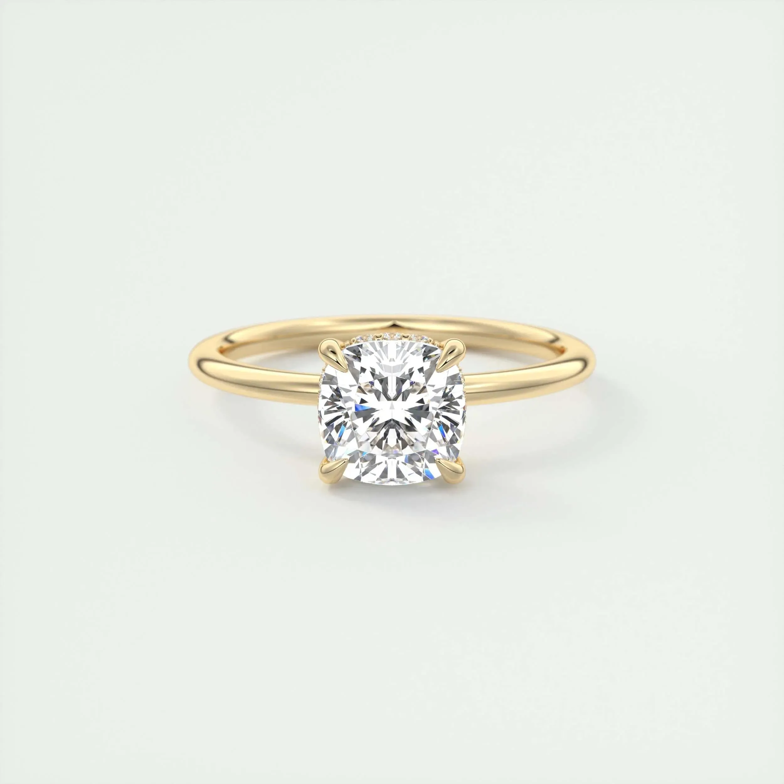 2.15 CT Cushion Hidden Halo Moissanite Engagement Ring