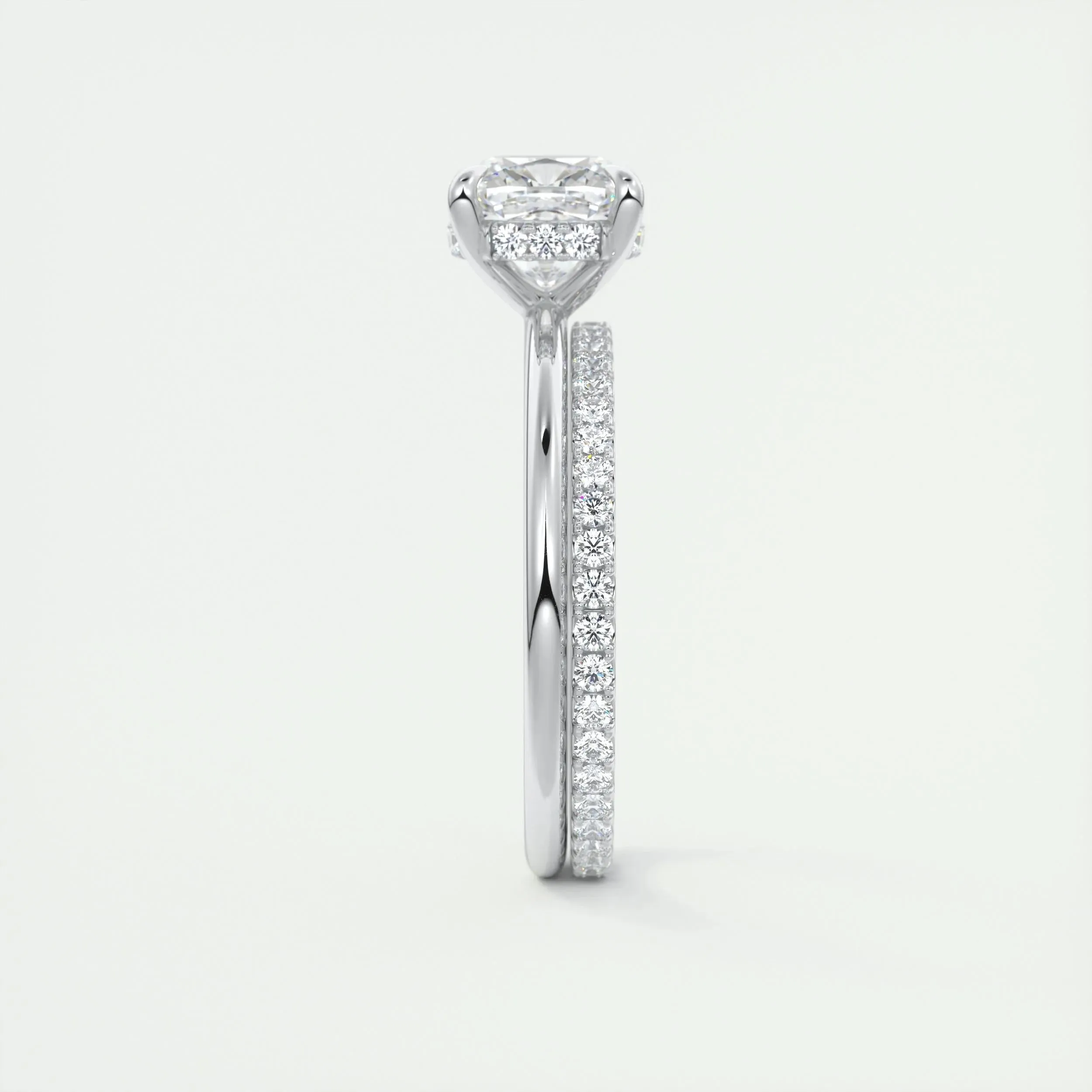 2.15 CT Cushion Hidden Halo Moissanite Engagement Ring