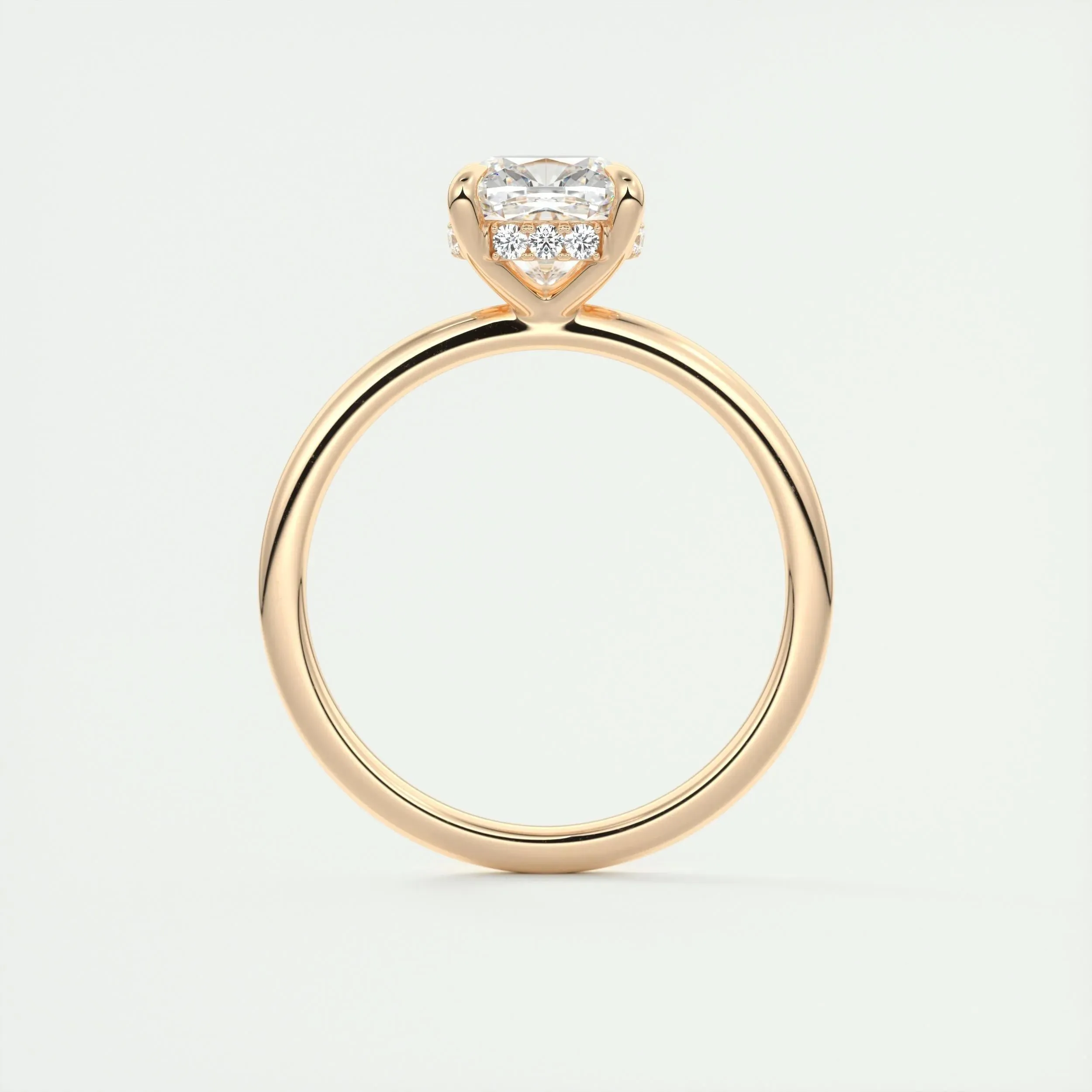 2.15 CT Cushion Hidden Halo Moissanite Engagement Ring