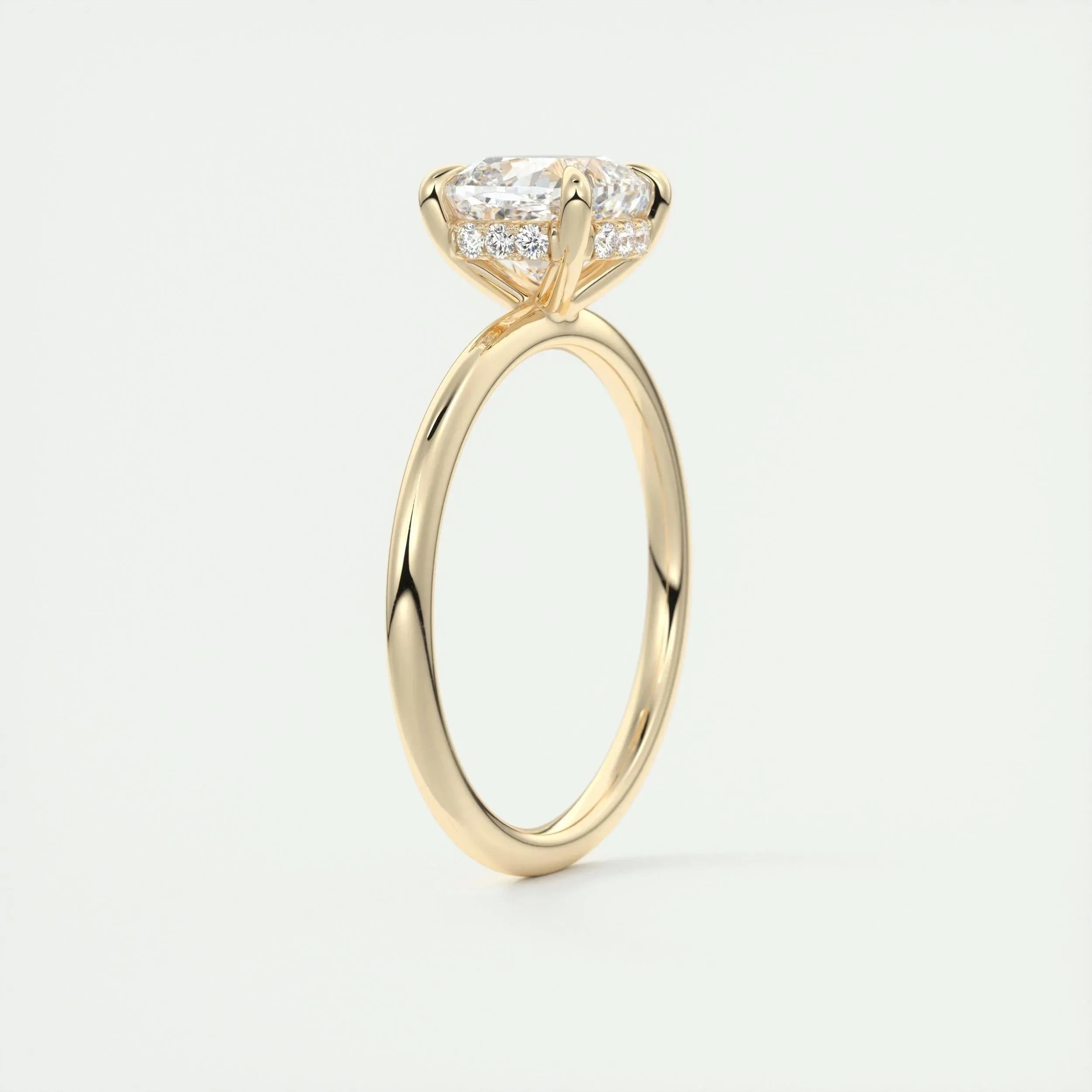 2.15 CT Cushion Hidden Halo Moissanite Engagement Ring