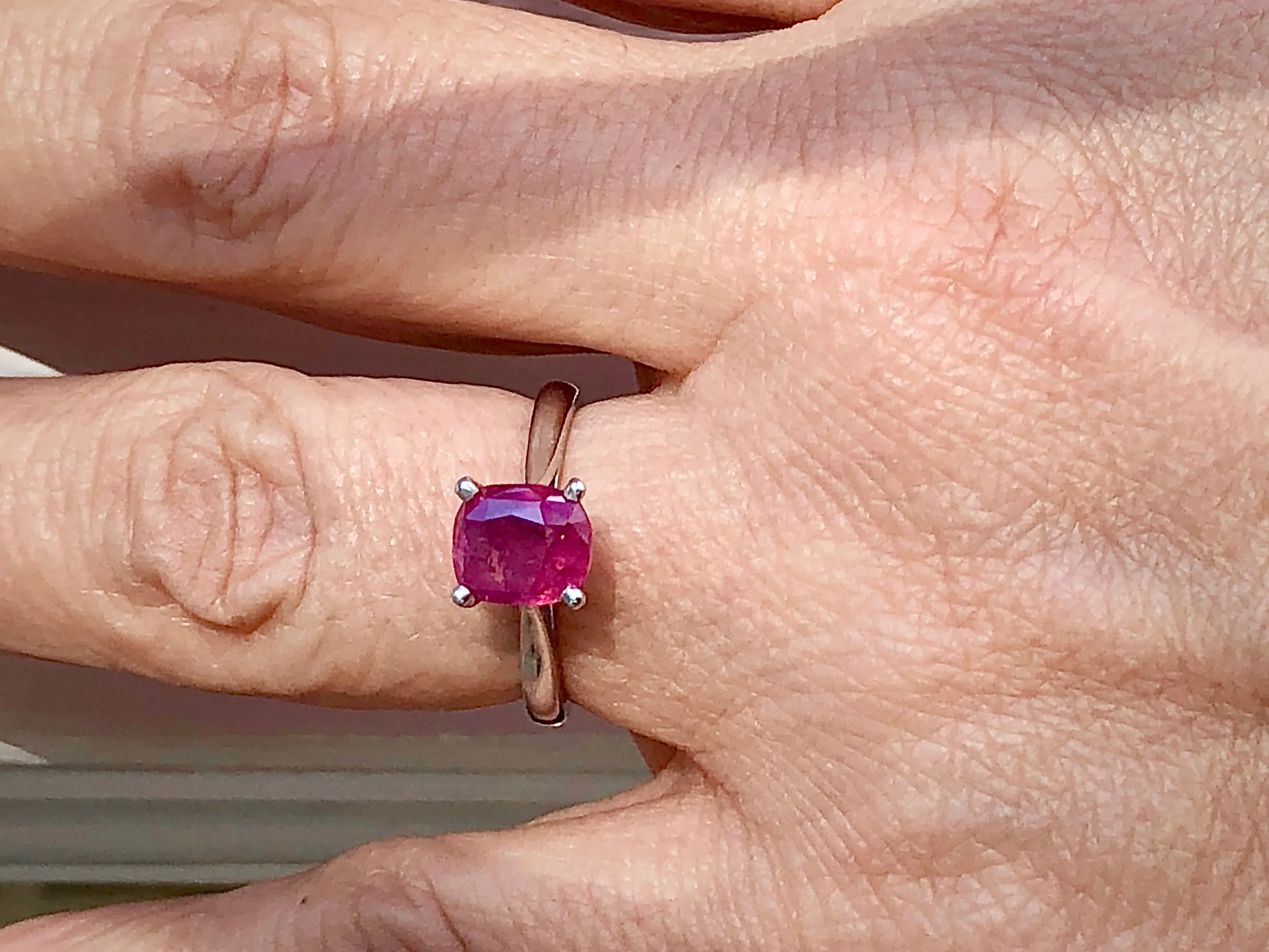 2.48 Carat Certified Untreated Ruby Engagement Solitaire Ring Platinum