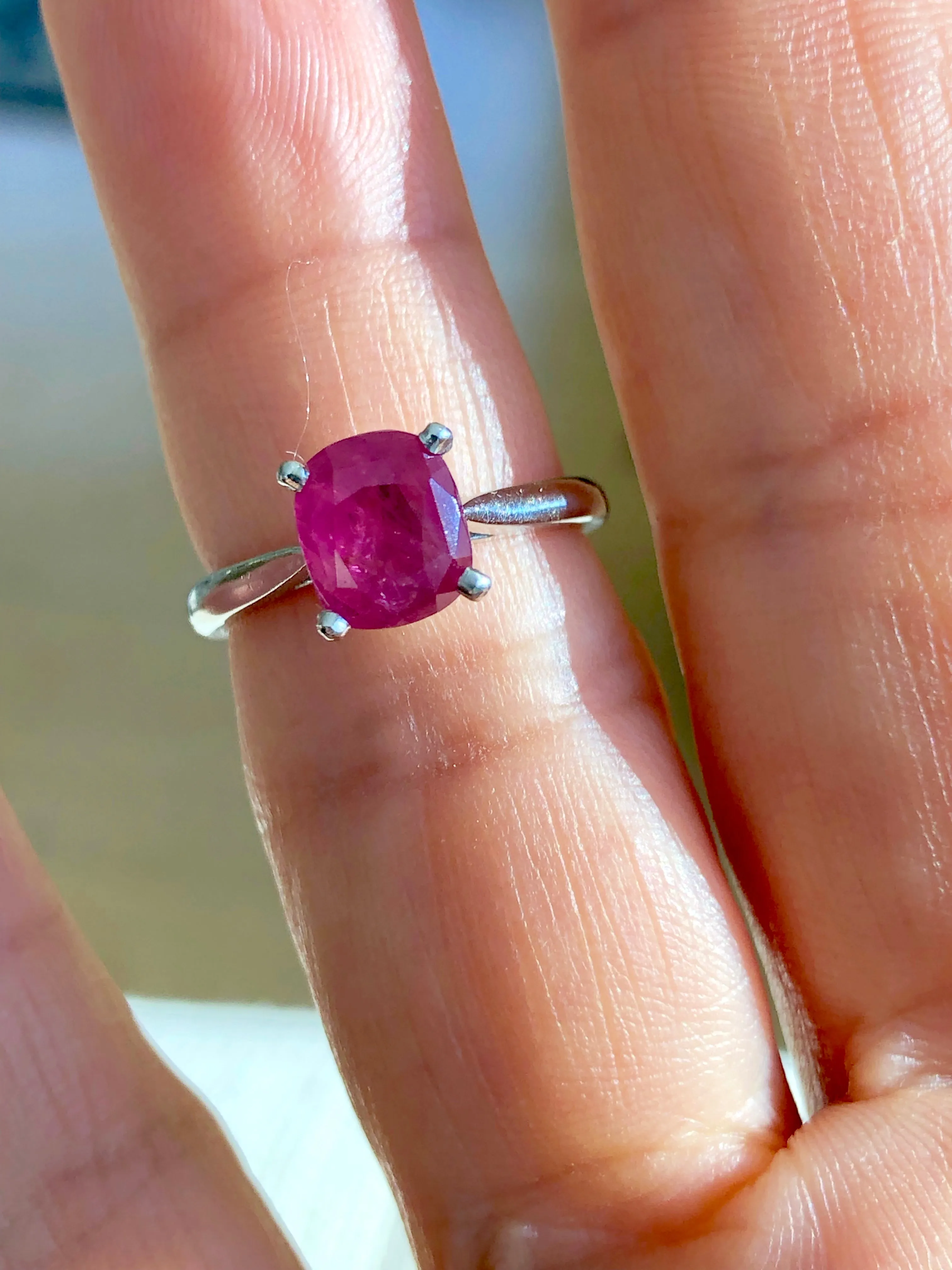 2.48 Carat Certified Untreated Ruby Engagement Solitaire Ring Platinum