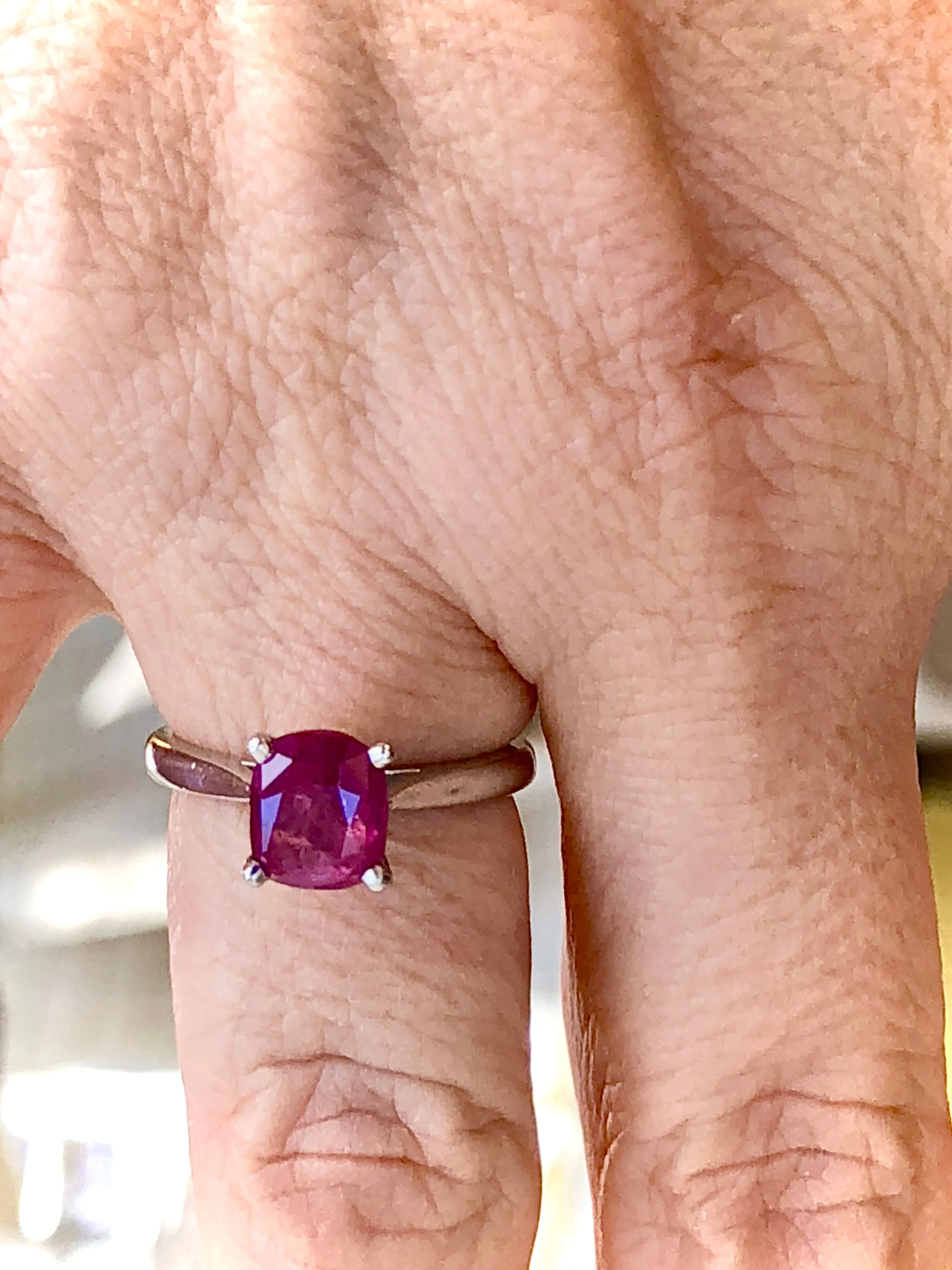 2.48 Carat Certified Untreated Ruby Engagement Solitaire Ring Platinum
