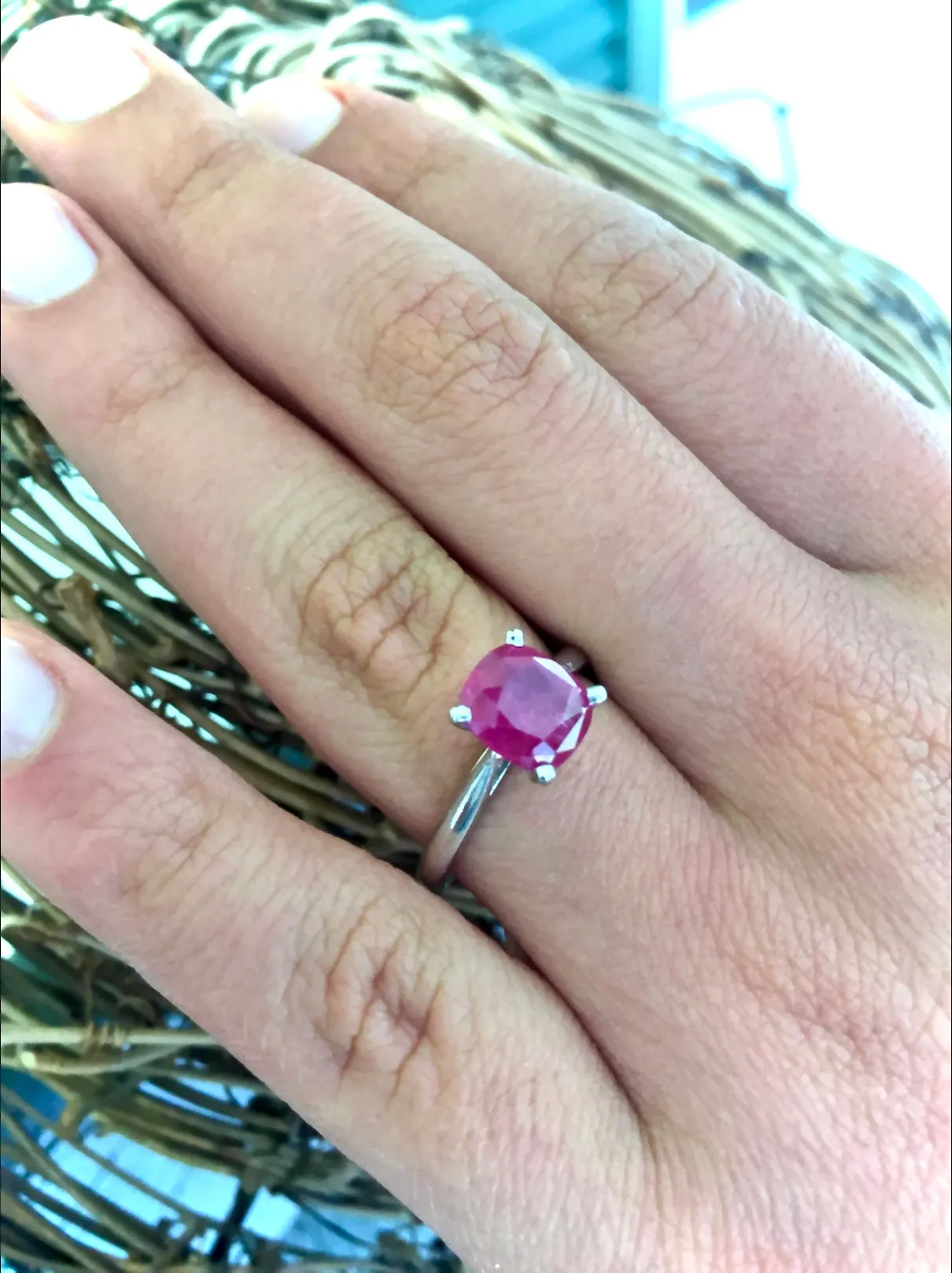 2.48 Carat Certified Untreated Ruby Engagement Solitaire Ring Platinum