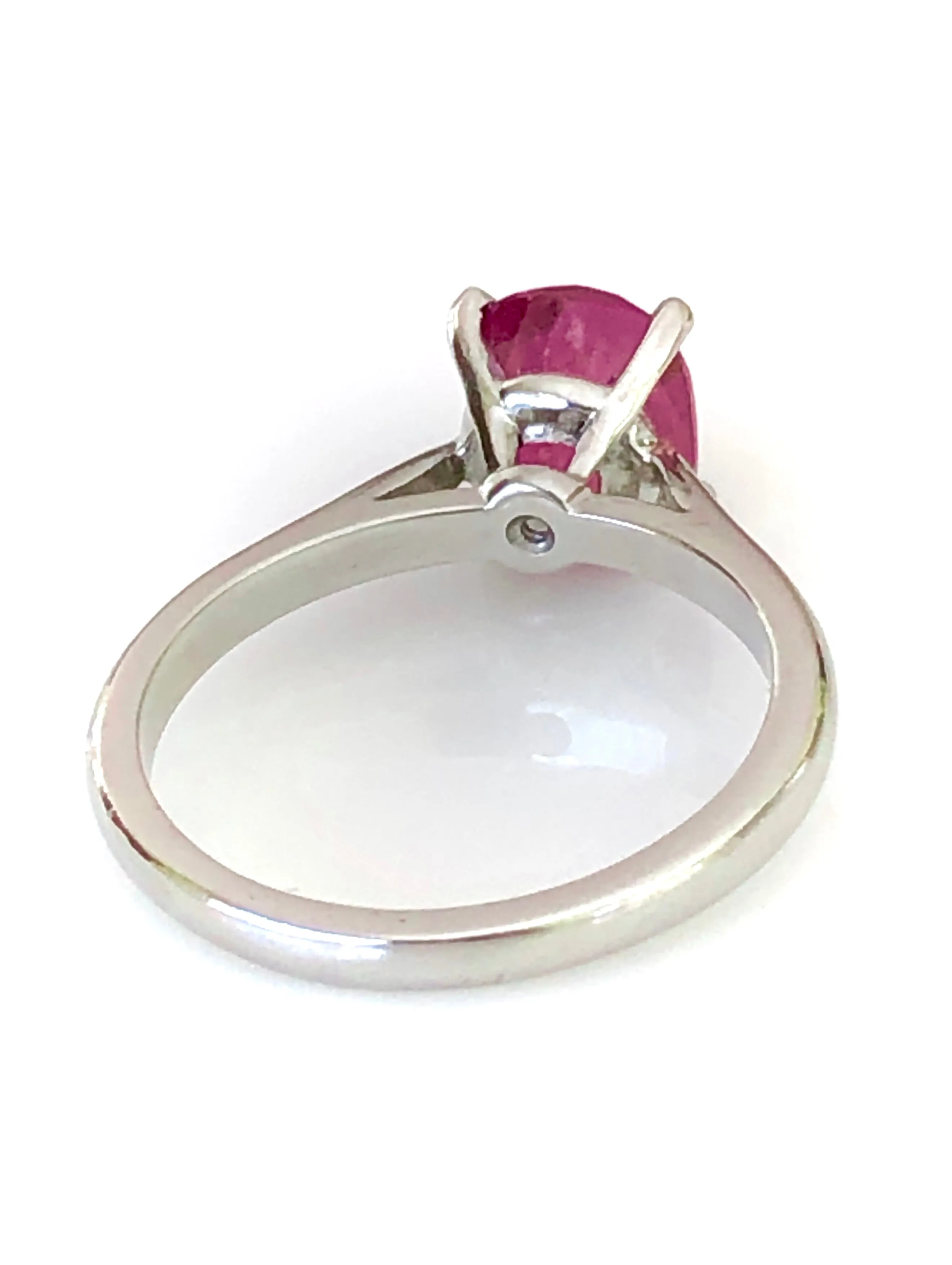 2.48 Carat Certified Untreated Ruby Engagement Solitaire Ring Platinum