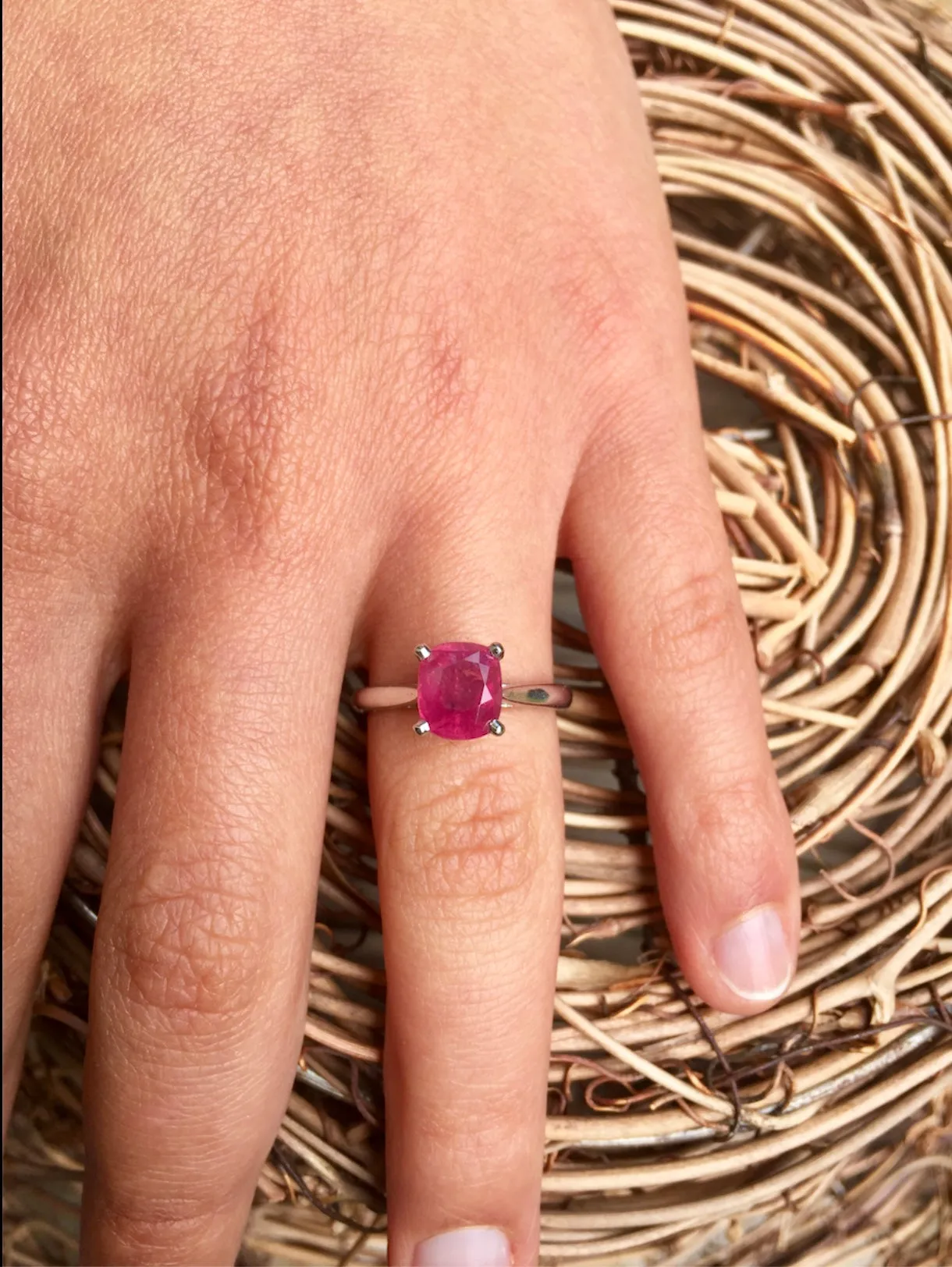 2.48 Carat Certified Untreated Ruby Engagement Solitaire Ring Platinum
