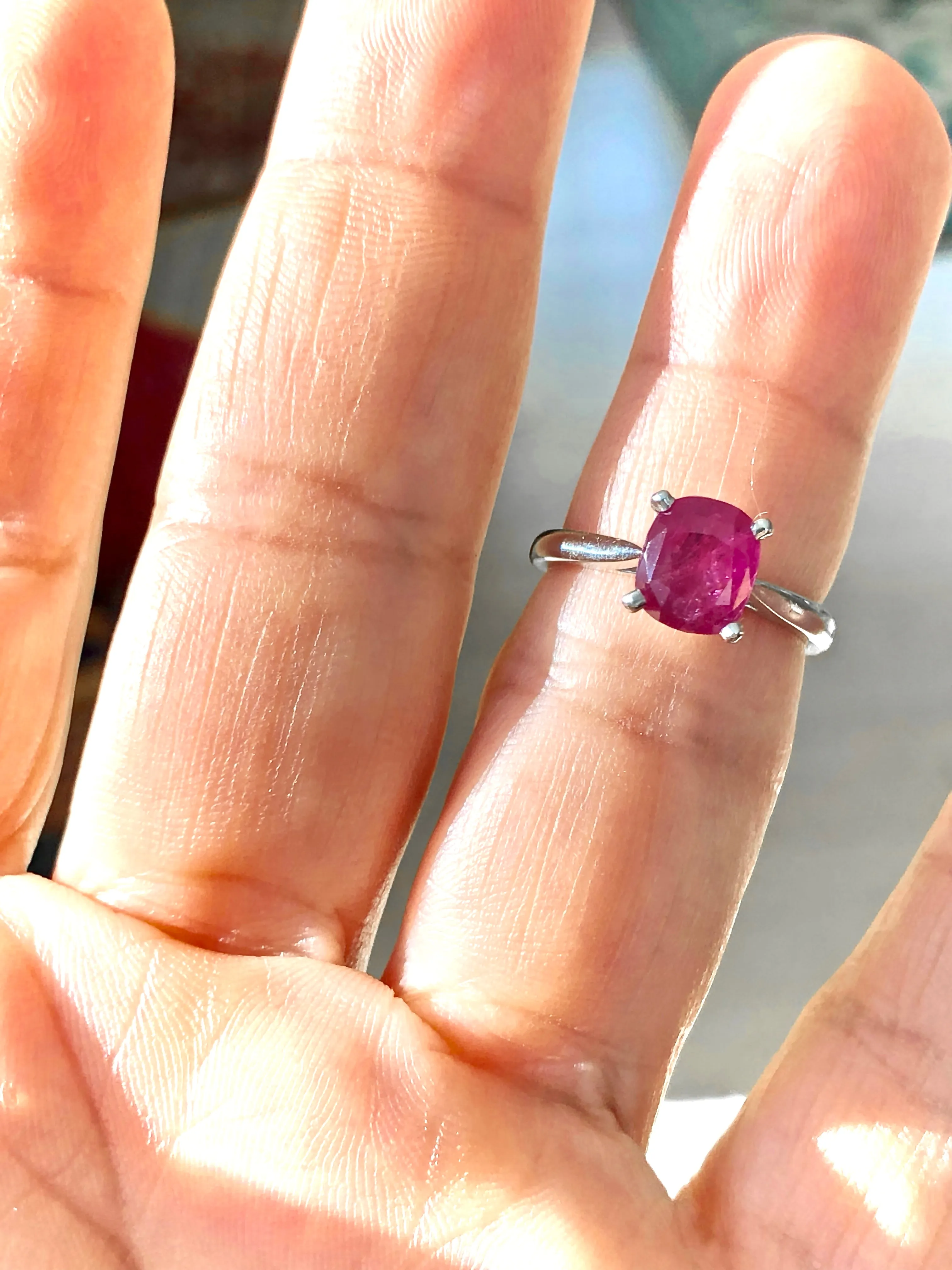 2.48 Carat Certified Untreated Ruby Engagement Solitaire Ring Platinum