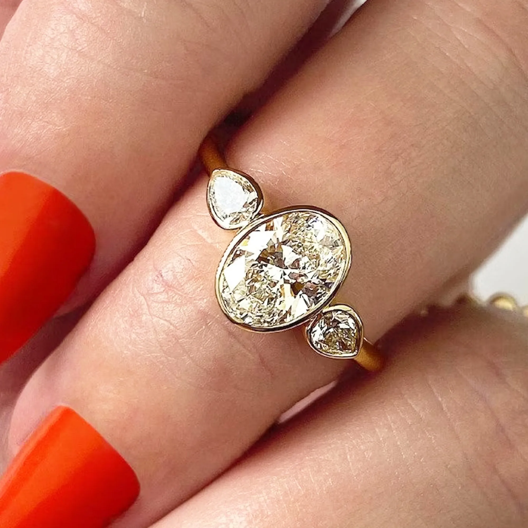 2.50 Ct Oval Bezel Set Engagement Ring For Her