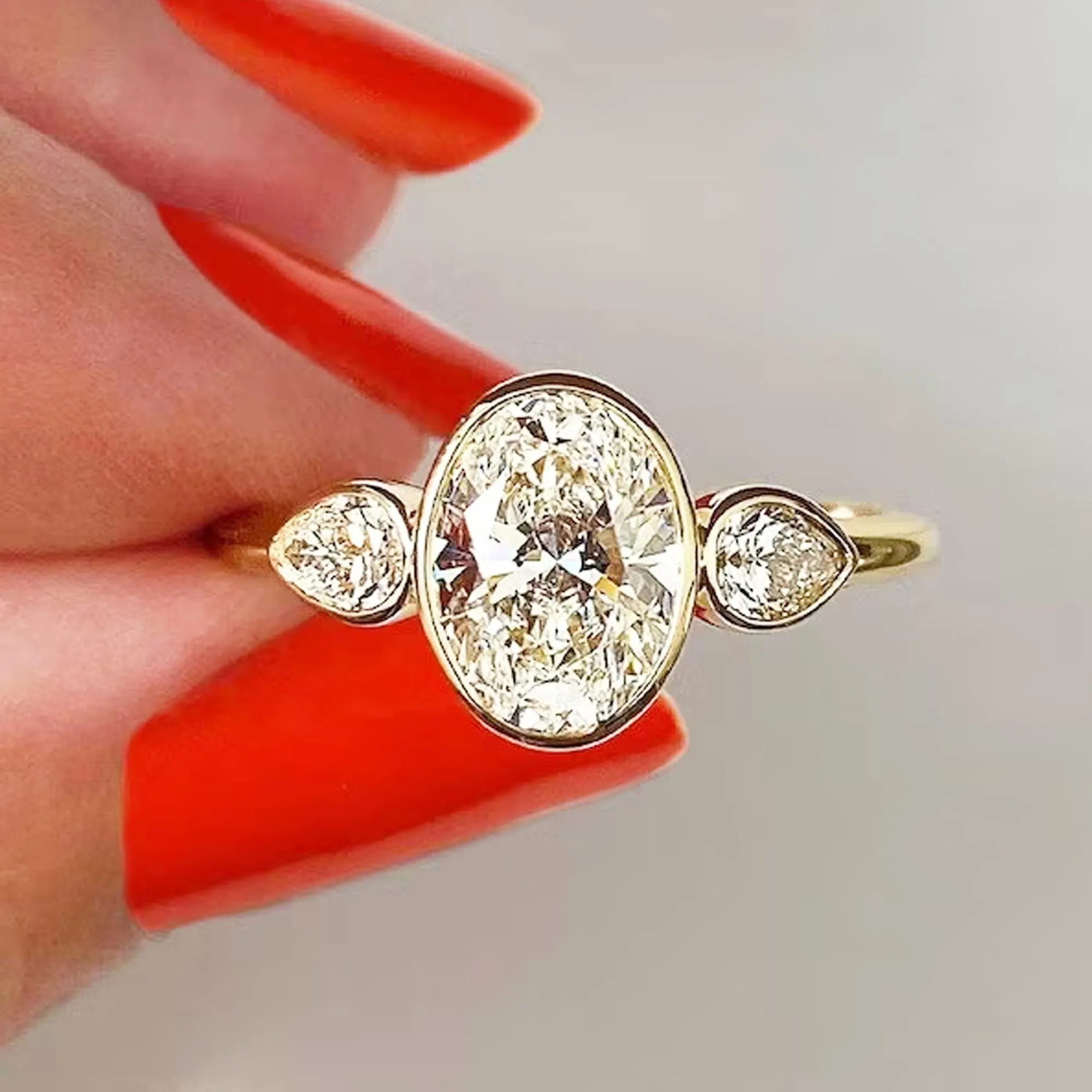 2.50 Ct Oval Bezel Set Engagement Ring For Her