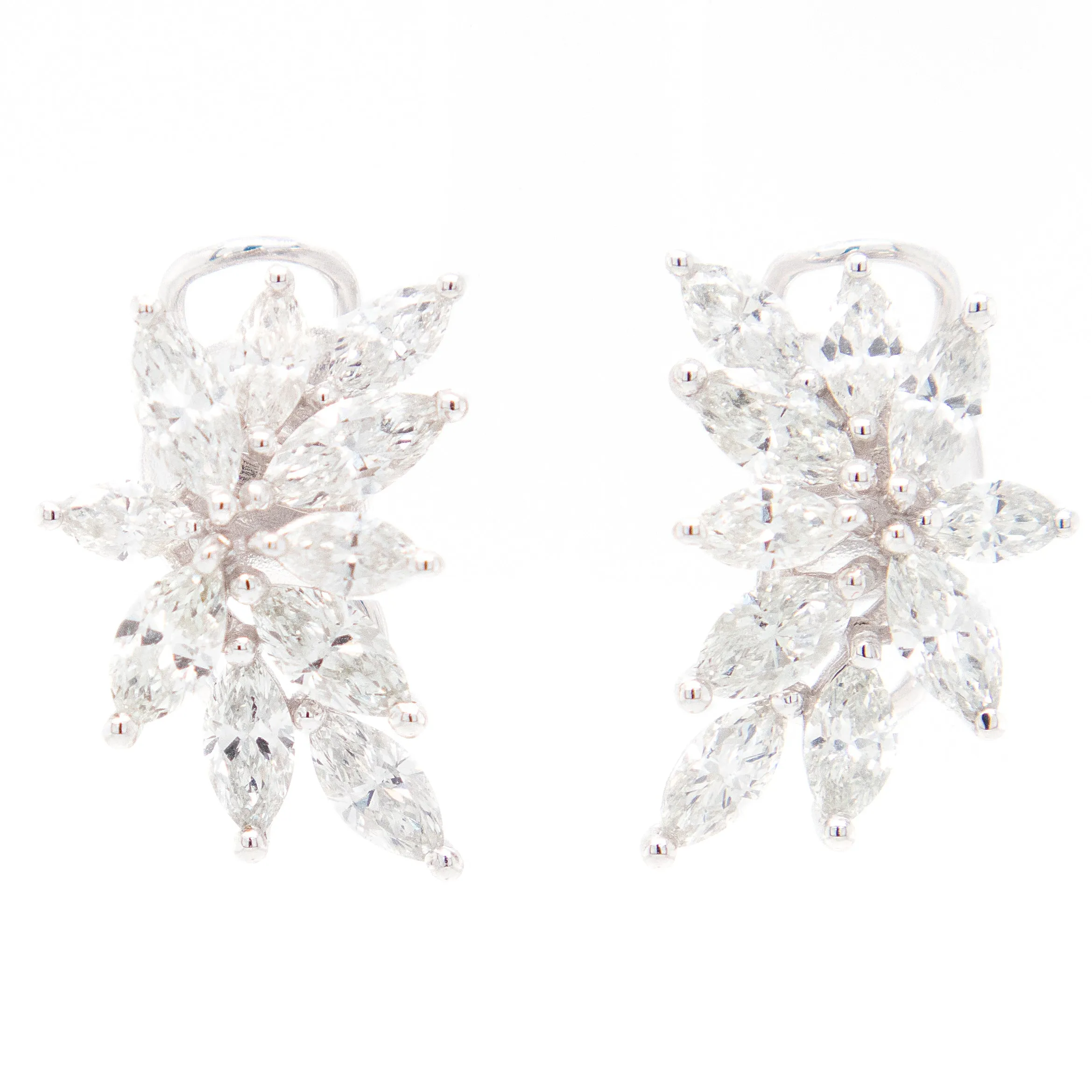 2.55ct 18k White Gold Marquise Cluster Earrings