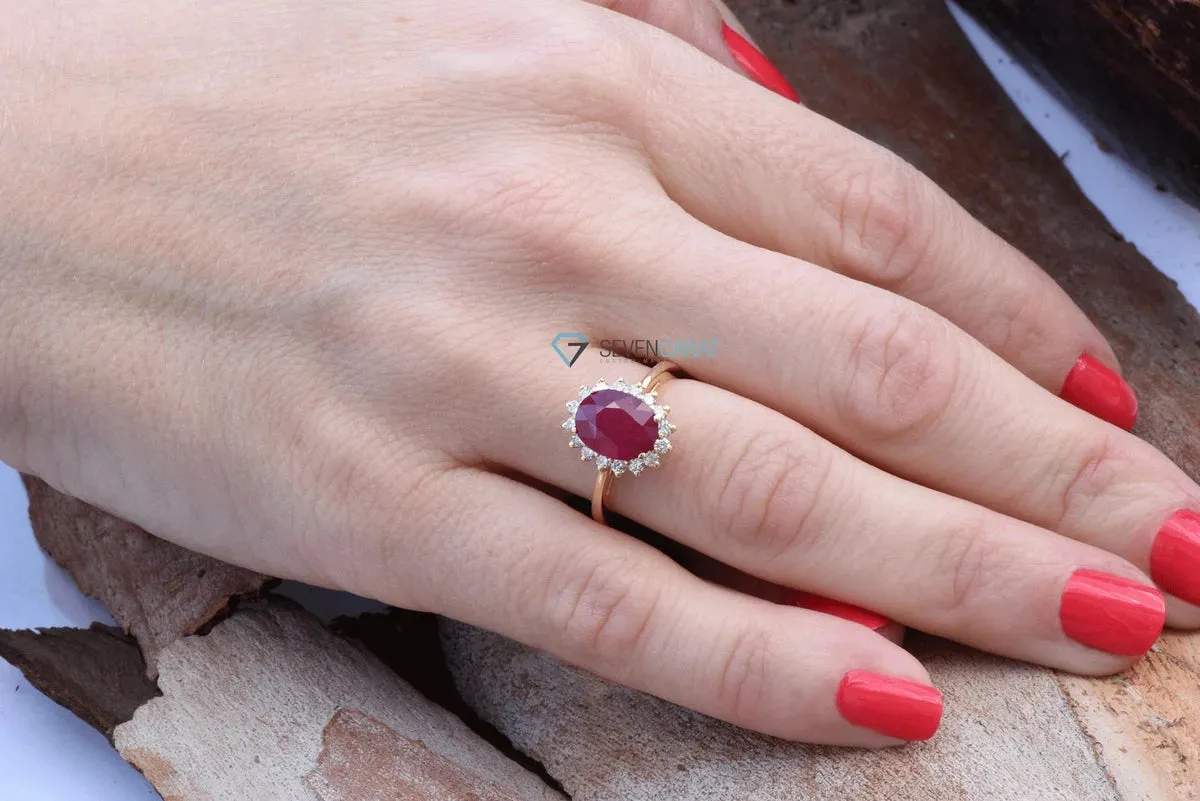 3 carat Ruby diamond engagement ring-Vintage rings engagement