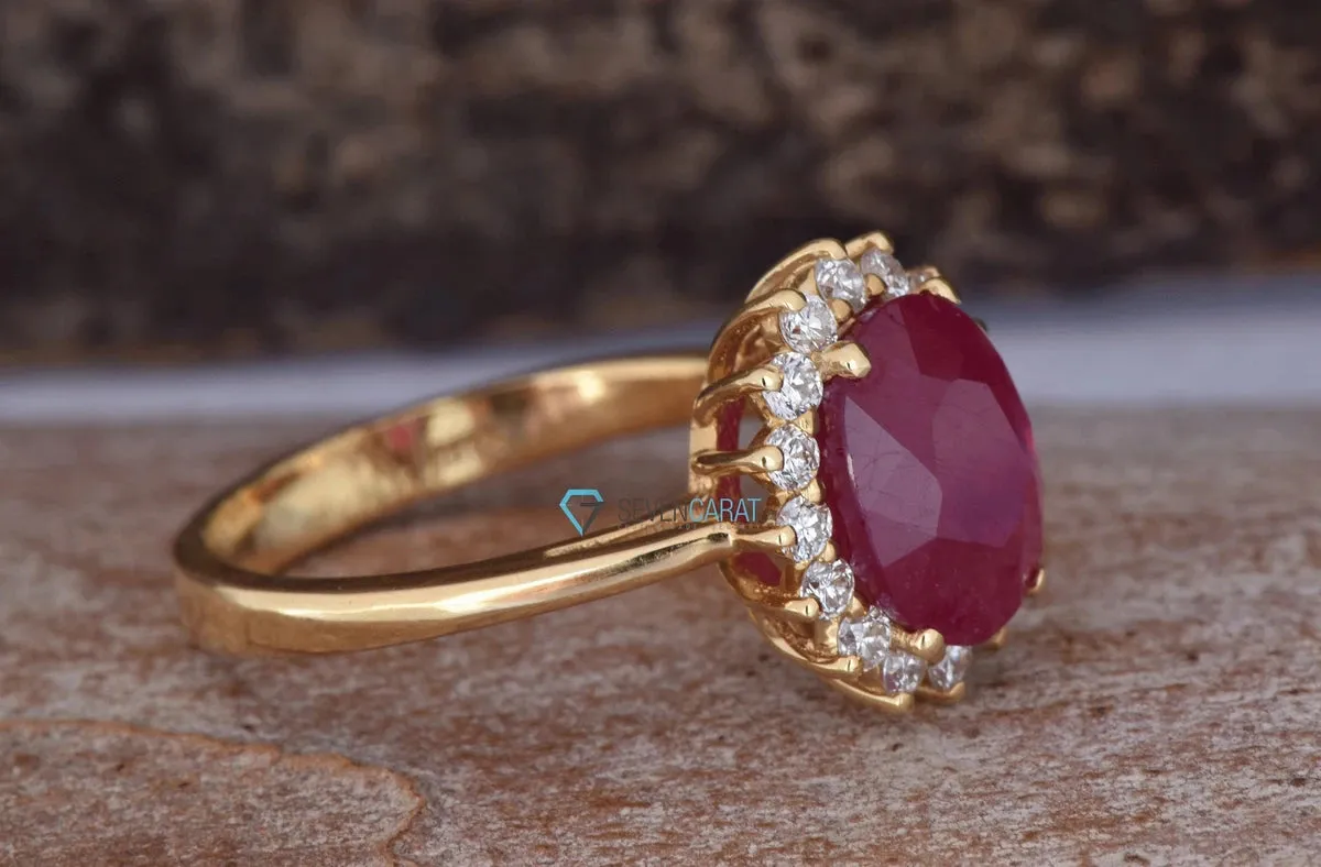 3 carat Ruby diamond engagement ring-Vintage rings engagement