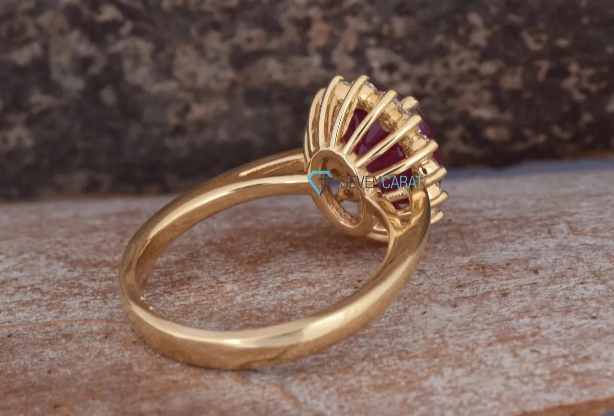 3 carat Ruby diamond engagement ring-Vintage rings engagement