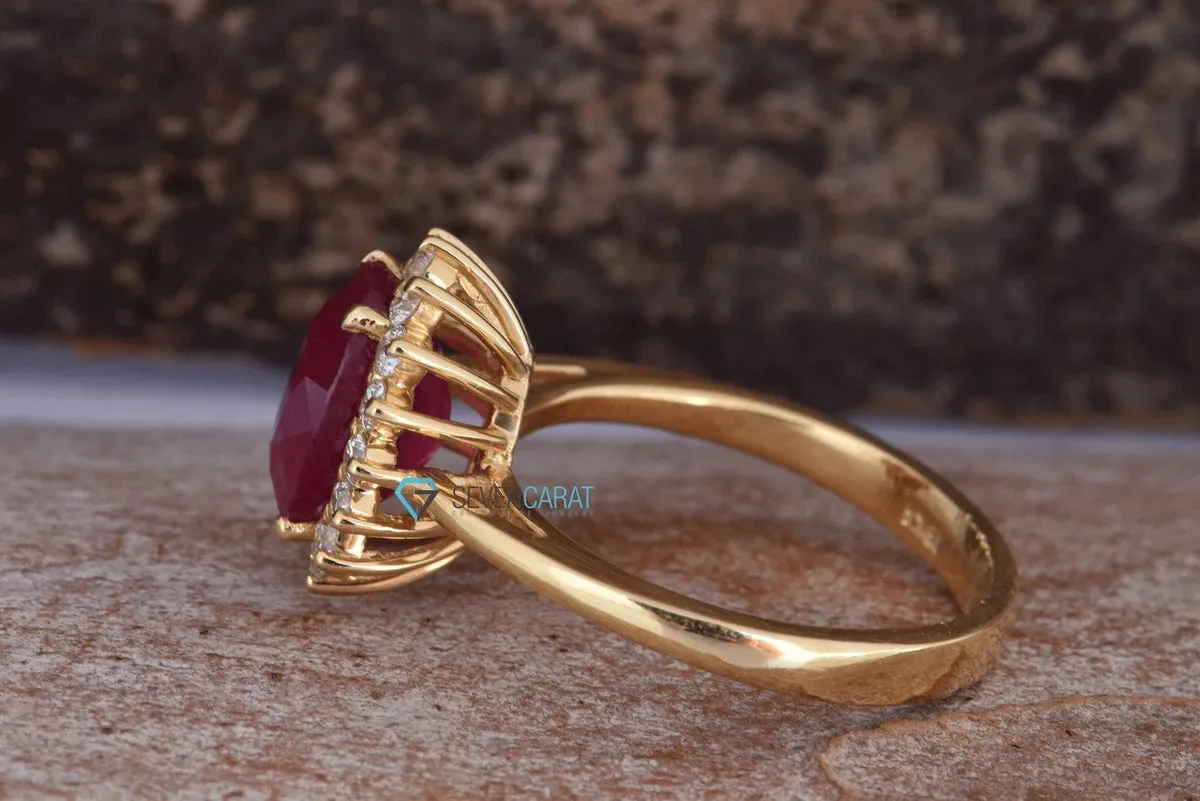 3 carat Ruby diamond engagement ring-Vintage rings engagement