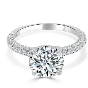 3 Sided Pave Semi Mount with Hidden Halo
