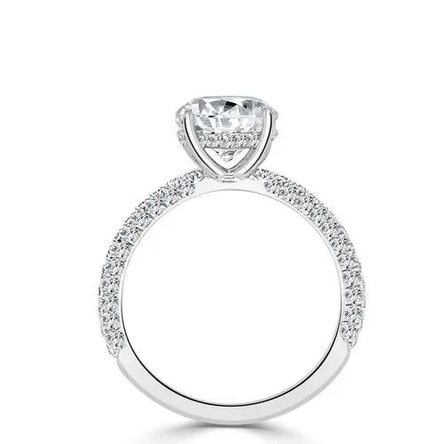3 Sided Pave Semi Mount with Hidden Halo
