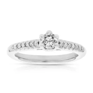 3/5 cttw Diamond Solitaire Engagement Ring in 10K White Gold