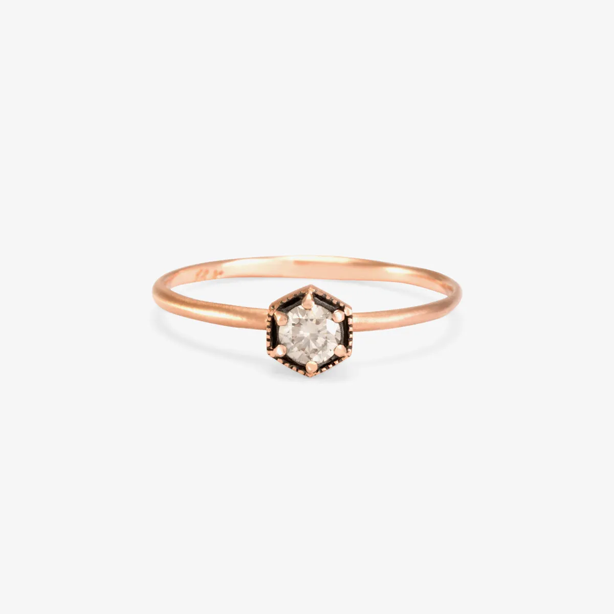 3.5mm Brown Diamond Hexagon Ring | R2203BR