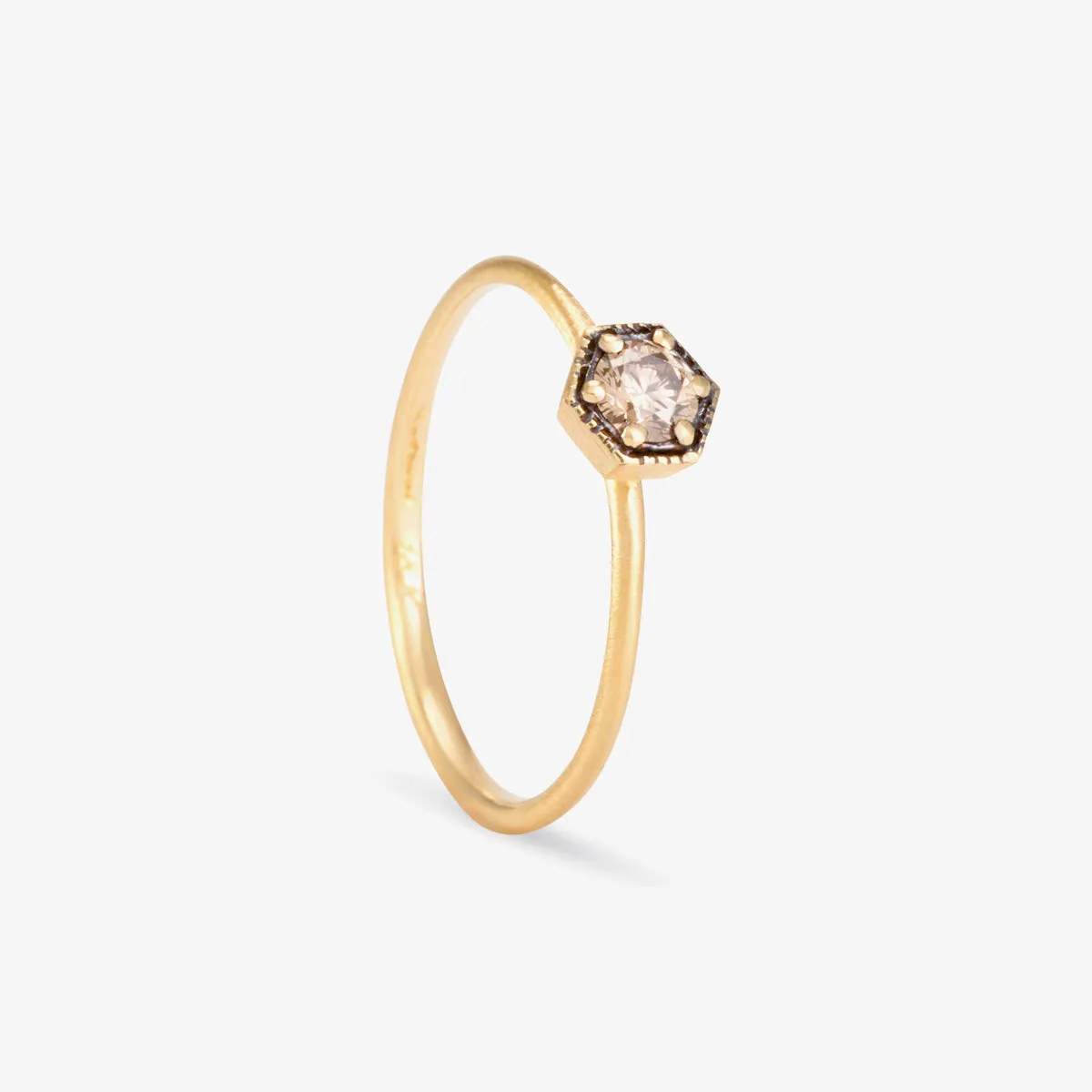 3.5mm Brown Diamond Hexagon Ring | R2203BR