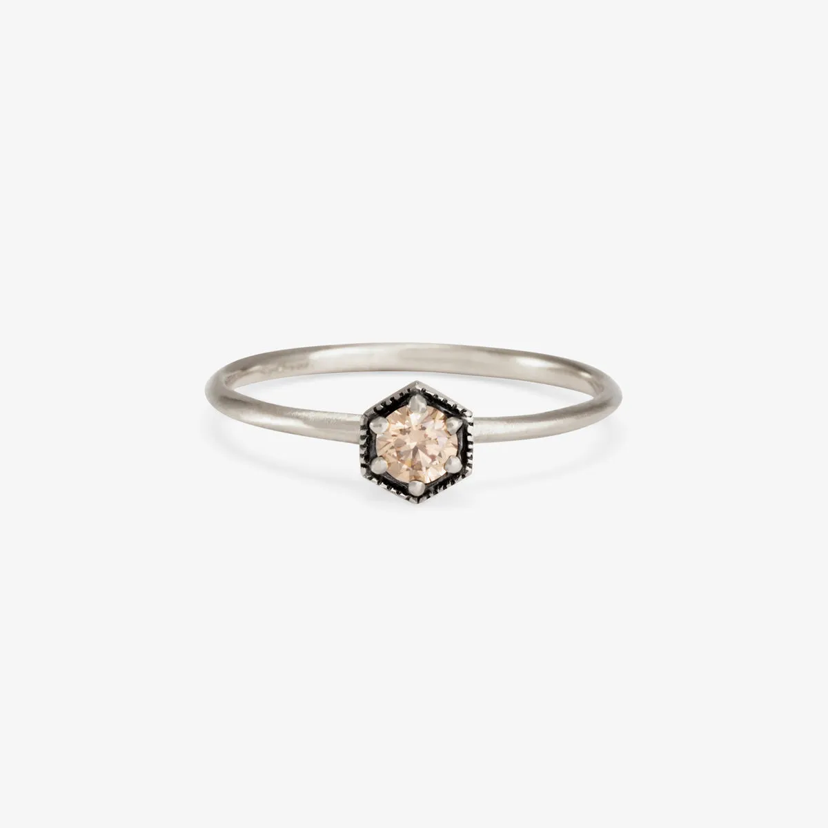 3.5mm Brown Diamond Hexagon Ring | R2203BR