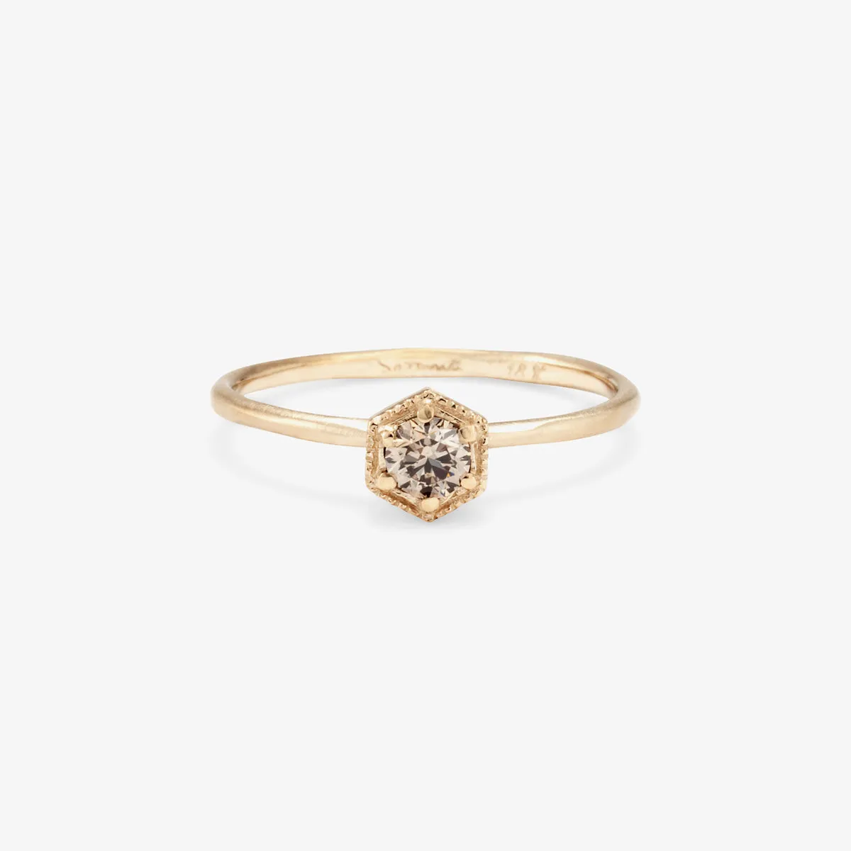 3.5mm Brown Diamond Hexagon Ring | R2203BR
