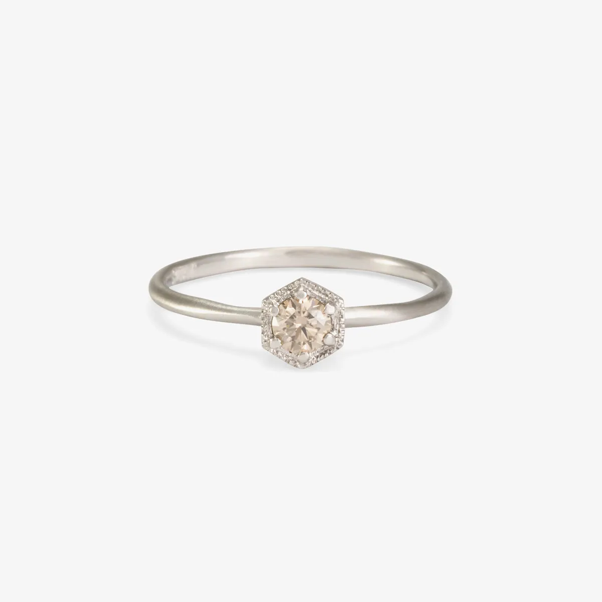 3.5mm Brown Diamond Hexagon Ring | R2203BR