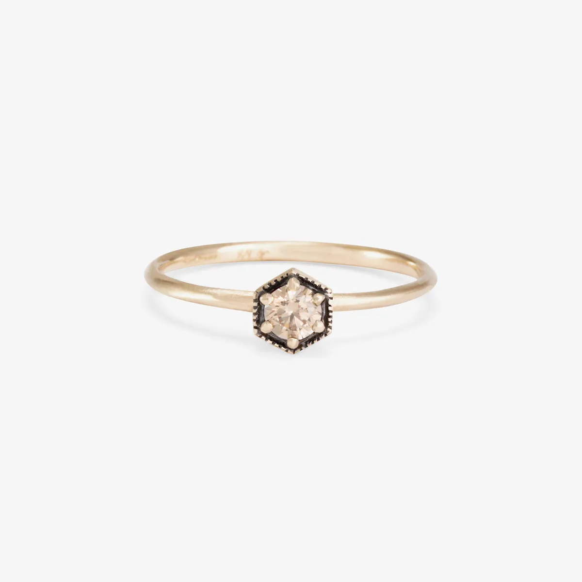 3.5mm Brown Diamond Hexagon Ring | R2203BR