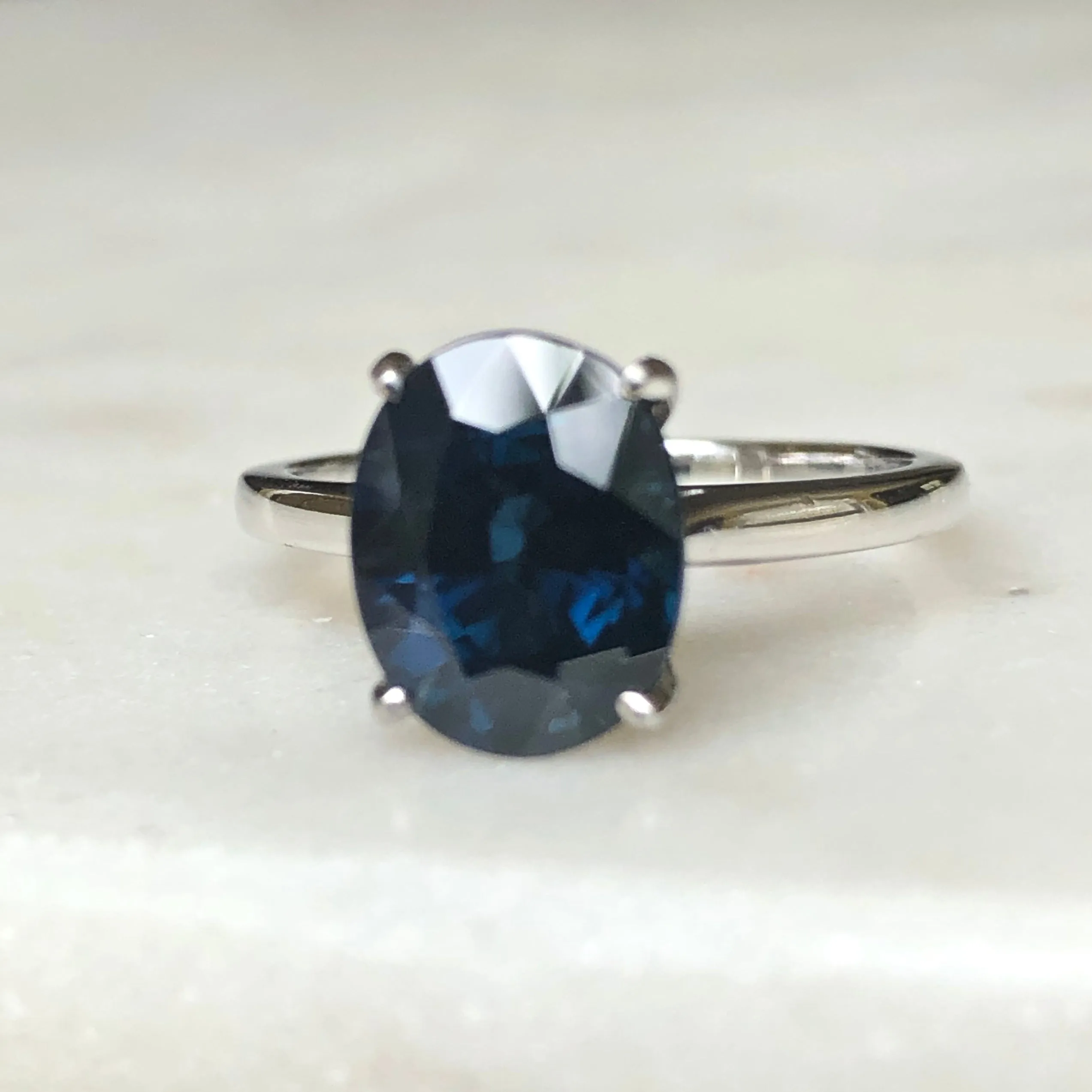 3.80 Carat Solitaire Engagement Sapphire Platinum Ring